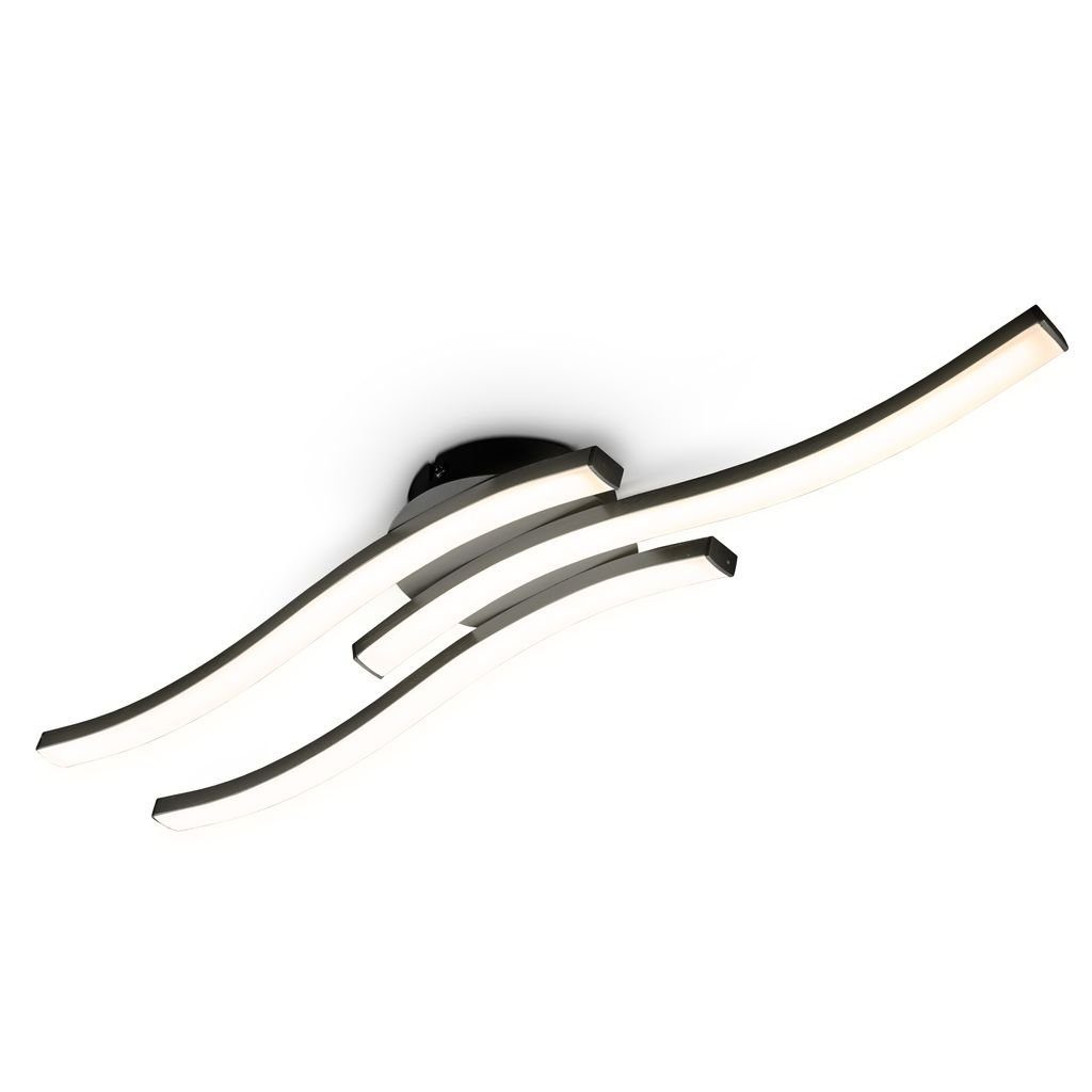 B.K.LICHT Deckenleuchte moderne LED Deckenlampe 3-flammig wellenförmig 56x12cm Wohnzimmer Flur LED fest integriert, 3000K - Warmweiß, 3000K 230V LED Lampe 18W 1440lm Schafzimmer Flur weiß-matt - BKL1486 mehr