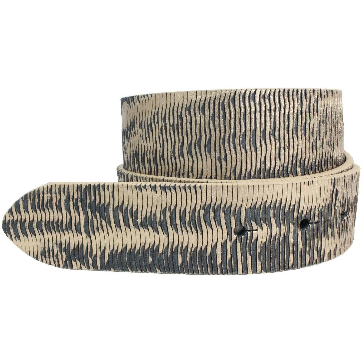 Ledergürtel Gürtel aus Vollrindleder Metall-Optik ohne Schnalle 4 cm - Leder-Gürte