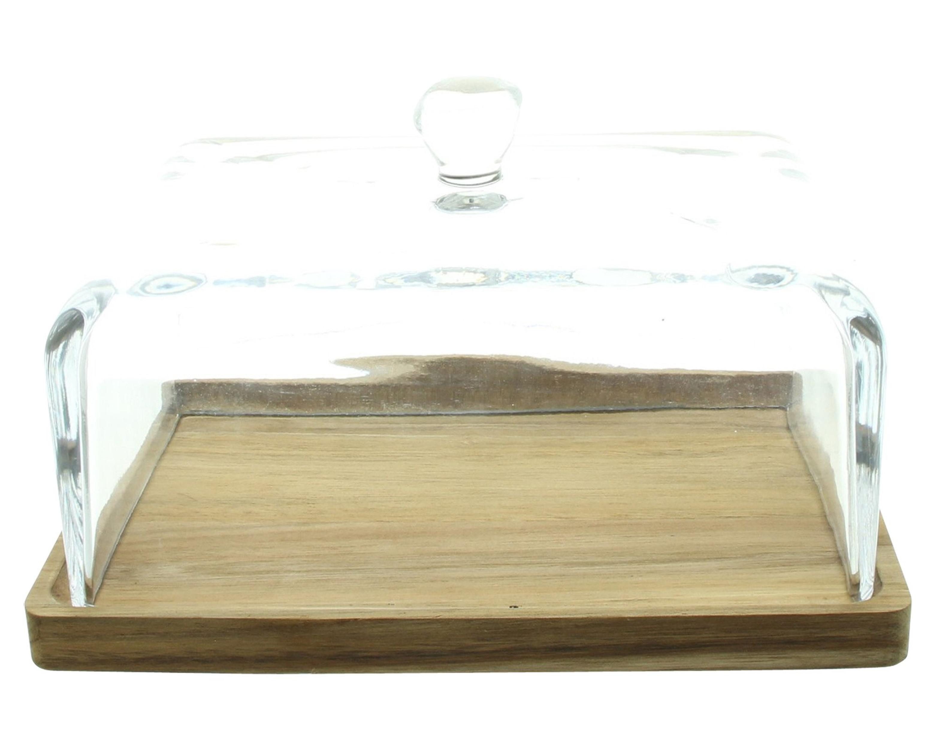 Servierplatte Käseglocke Square Holz Glas – Käseplatte, Servierbrett