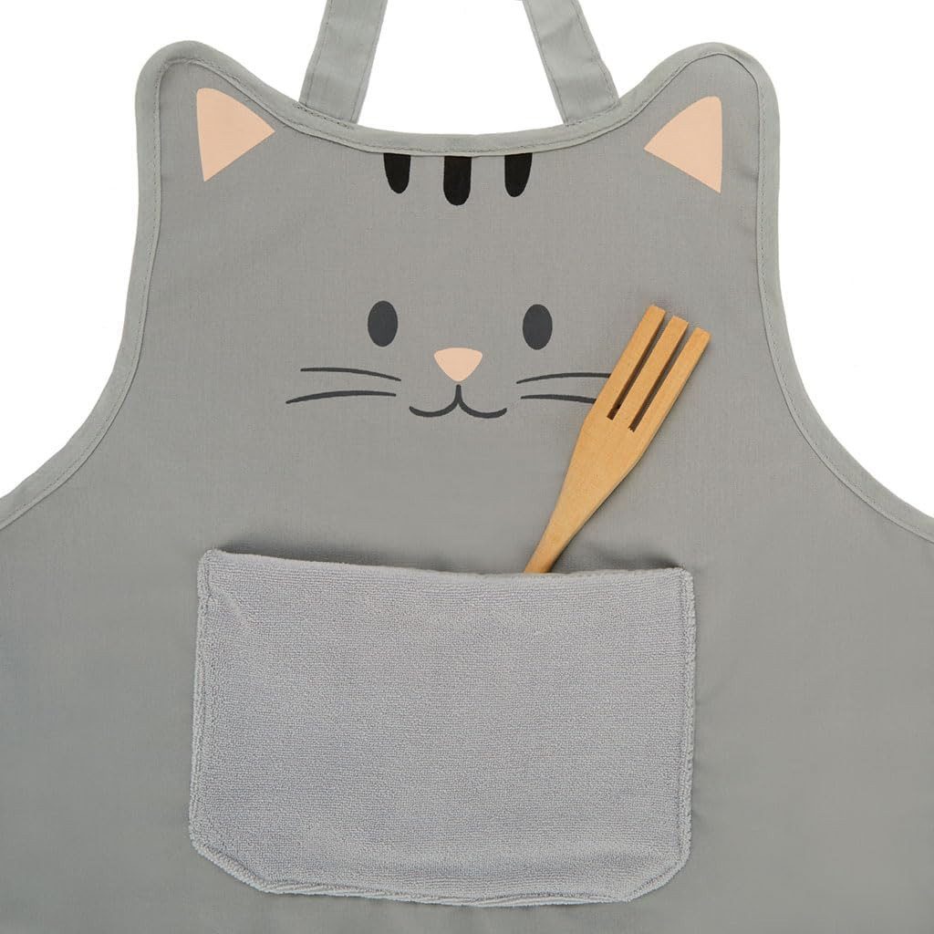 WestCraft Kochschürze Kinderschürze Kitty mit Taschen für 2-6 Jahre Kinder Mädchen Schürze, (1-tlg), Sie verfügt über ein verstellbares Halsband und einen Taillengürtel