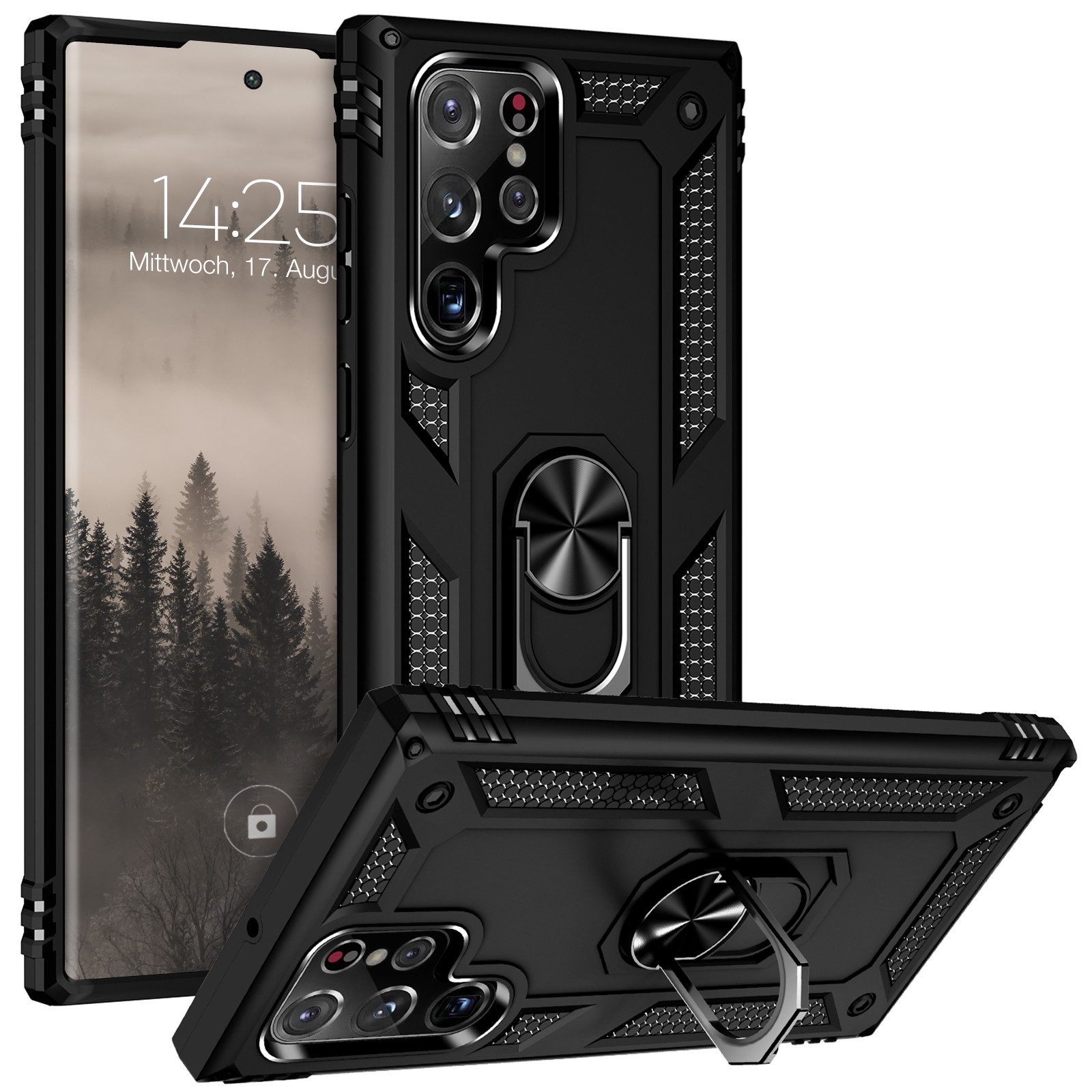 Tec-Expert Handyhülle Outdoor Cover Hülle für Samsung Galaxy S22 Ultra 6.8 Zoll, 6.8, Premium Hülle aus verstärktem Polycarbonat