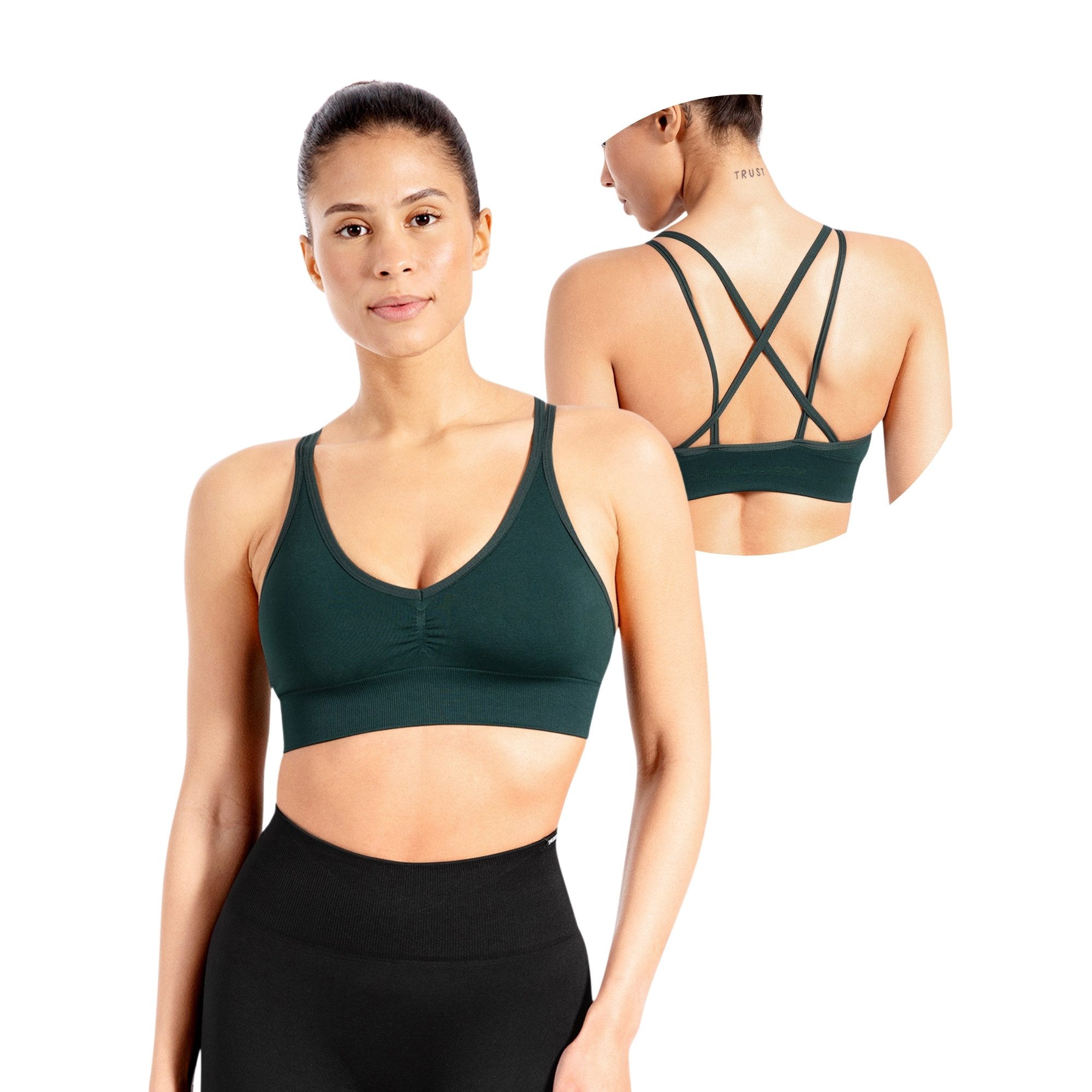 Sport-BH Katrin, Crop Top V-Ausschnitt Fester Halt Fester Halt Yoga Alltag
