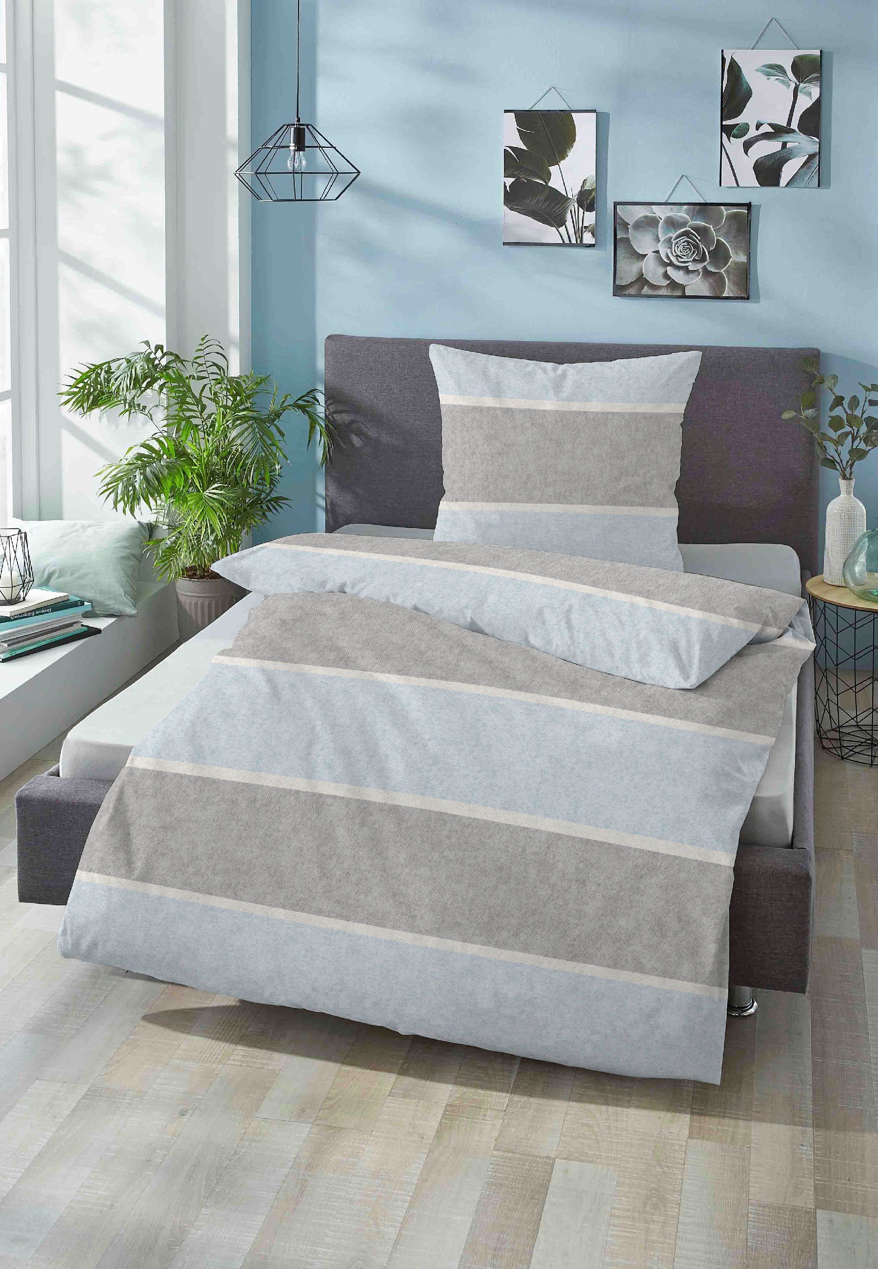 Biberna Bettwäsche Jonas, Flanell, 2 teilig, günstig online kaufen