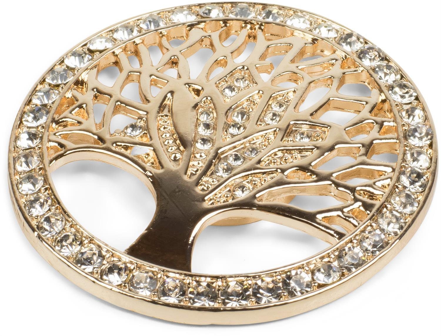 styleBREAKER Brosche Lebensbaum Magnet Brosche mit Strass (1-tlg)