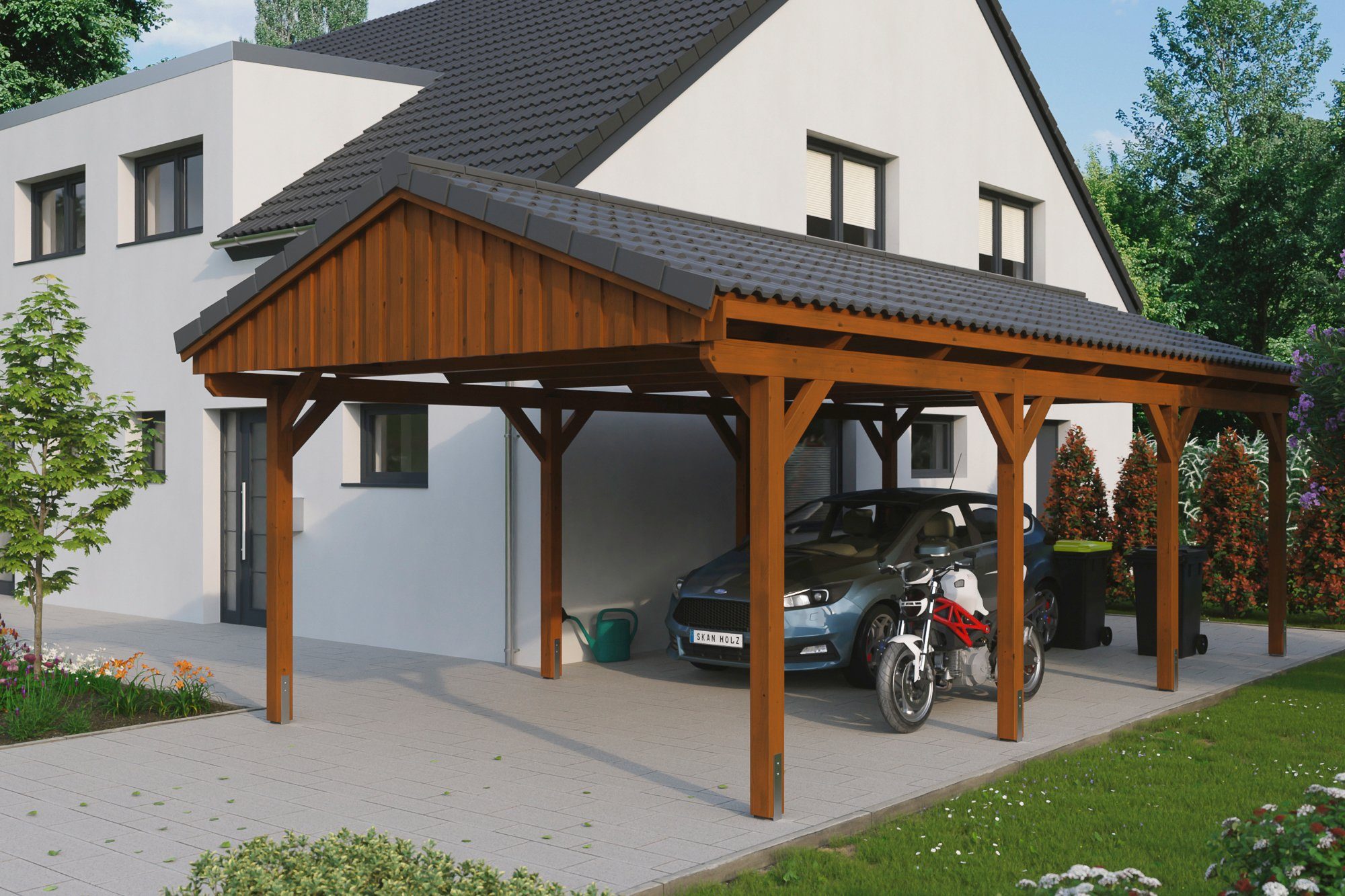 cm Dachlattung 379 Einzelcarport 423x808 mit BxT: Fichtelberg, cm, Einfahrtshöhe, Skanholz