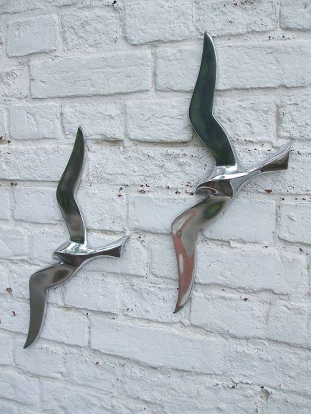 poliert Landhaus Deko-Impression Möwen 2 Wandobjekt Aluminium (2 Wanddekoobjekt St) Wanddeko Dekoratives