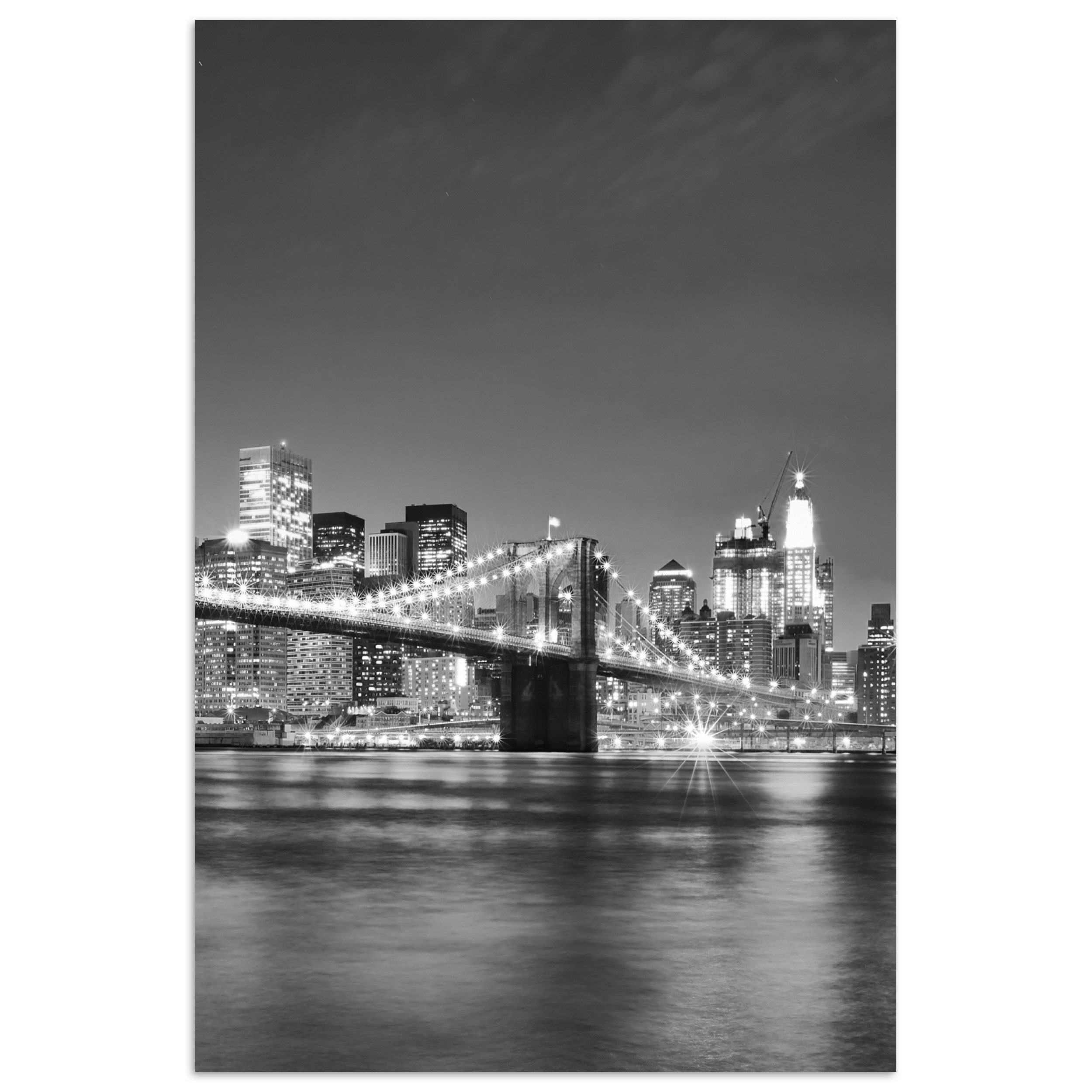 MuchoWow Poster New York - Brücke - Brooklyn - Schwarz und weiß - Architektur, (1 St), Poster ohne Rahmen, Wandbild, Wandposter, 20x30 cm
