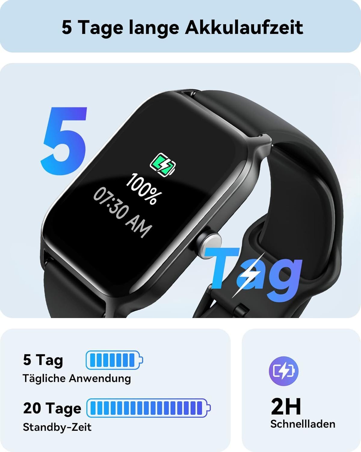 Woneligo Herren's Telefonfunktion Fitness-Tracker IP68 wasserdicht Smartwatch (1,8 Zoll, Android/iOS), mit Alexa integriertem Pulsmesser Schlaf monitor SpO2 monitor