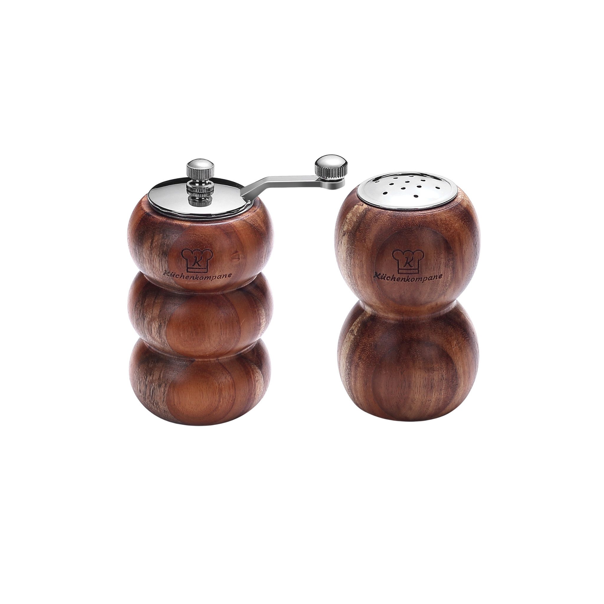 Küchenkompane Salz-/Pfeffermühle Küchenkompane 2-tlg. Salz- & Pfeffermühlen Set aus Echtholz manuell, (2 Stück)