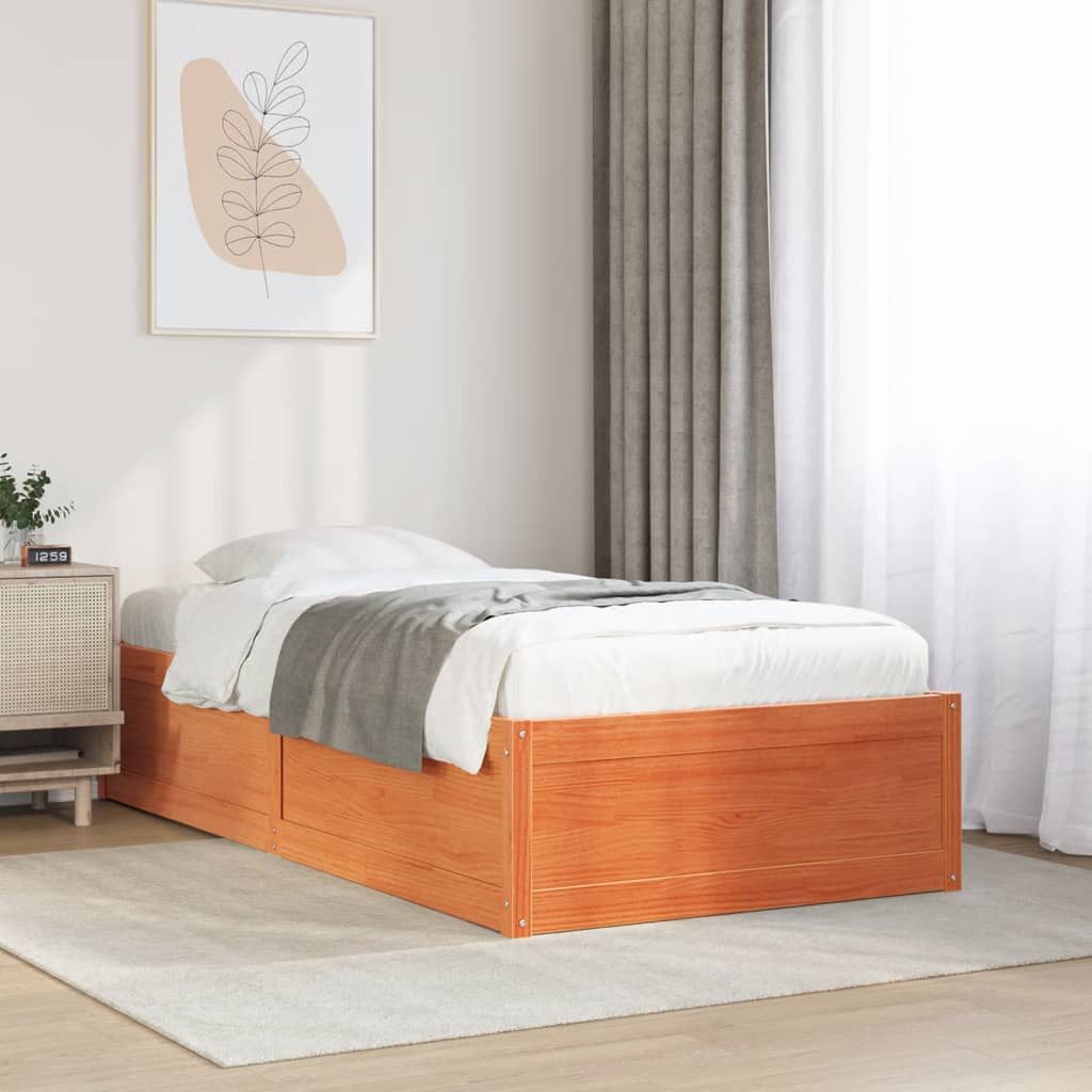 vidaXL Bett Massivholzbett ohne Matratze Wachsbraun günstig online kaufen