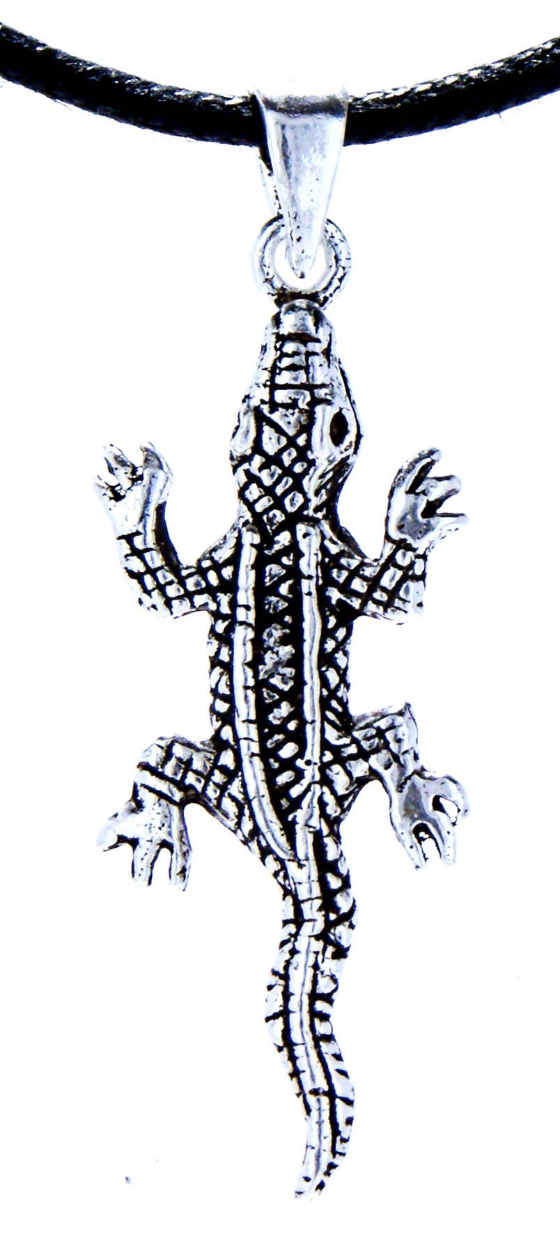 Kiss of Leather Kettenanhänger Krokodil Anhänger Kettenanhänger Alligator Echse Reptil Silber Nr. 113