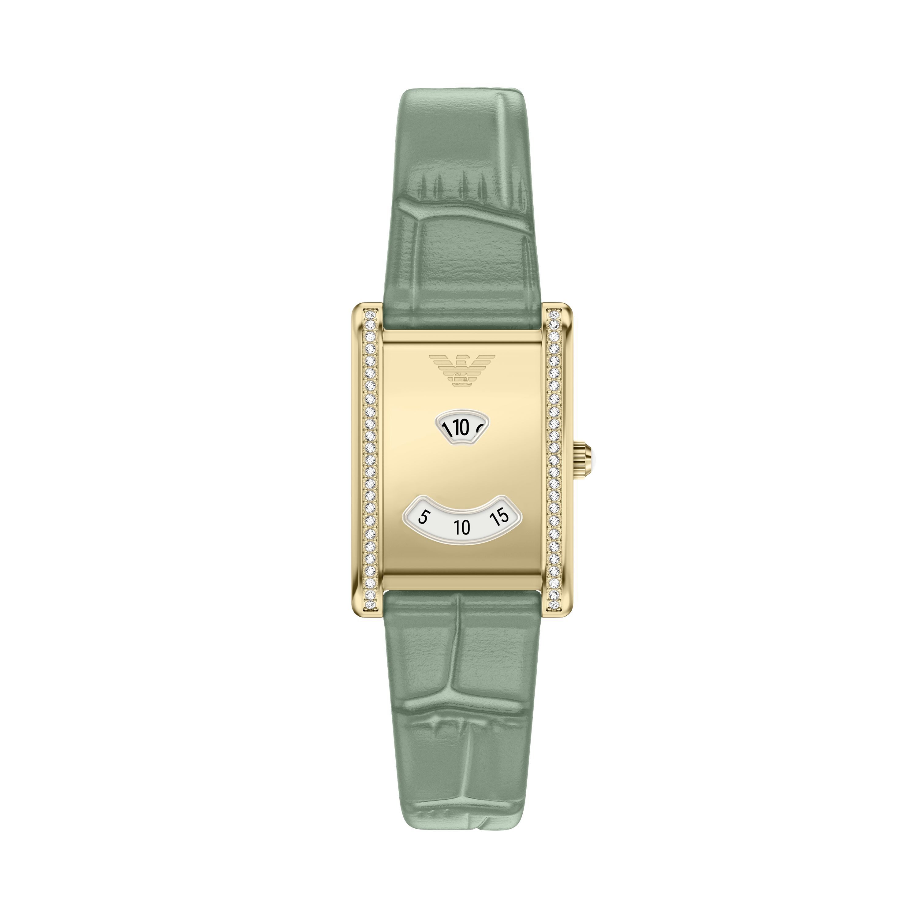 Emporio Armani Quarzuhr AR11815, Armbanduhr, Lederarmband, analog, Glassteine