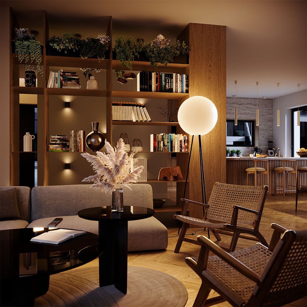 s.luce Stehlampe Dreibein Orb Tripod 160cm mit Glaskugel Braun