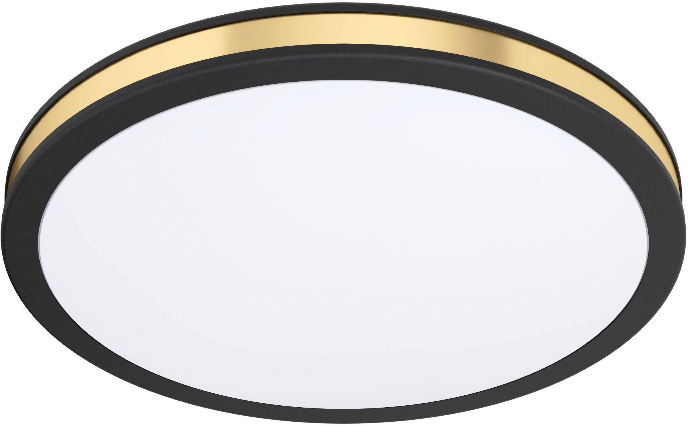 EGLO Deckenleuchte Pescaito Deckenleuchte, Wohnzimmerlampe, Stahl und Kunststoff, Lampe, LED fest integriert, Warmweiß, Wandlampe, Deckenlampe, Schwarz, Weiß, Gold, Wohnzimmerlampe, Ø 28 cm