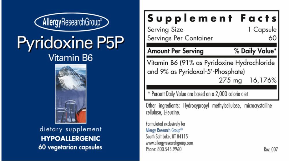 Allergy Research Group Allergy Research Group Pyridoxine P5P-60 Kapseln