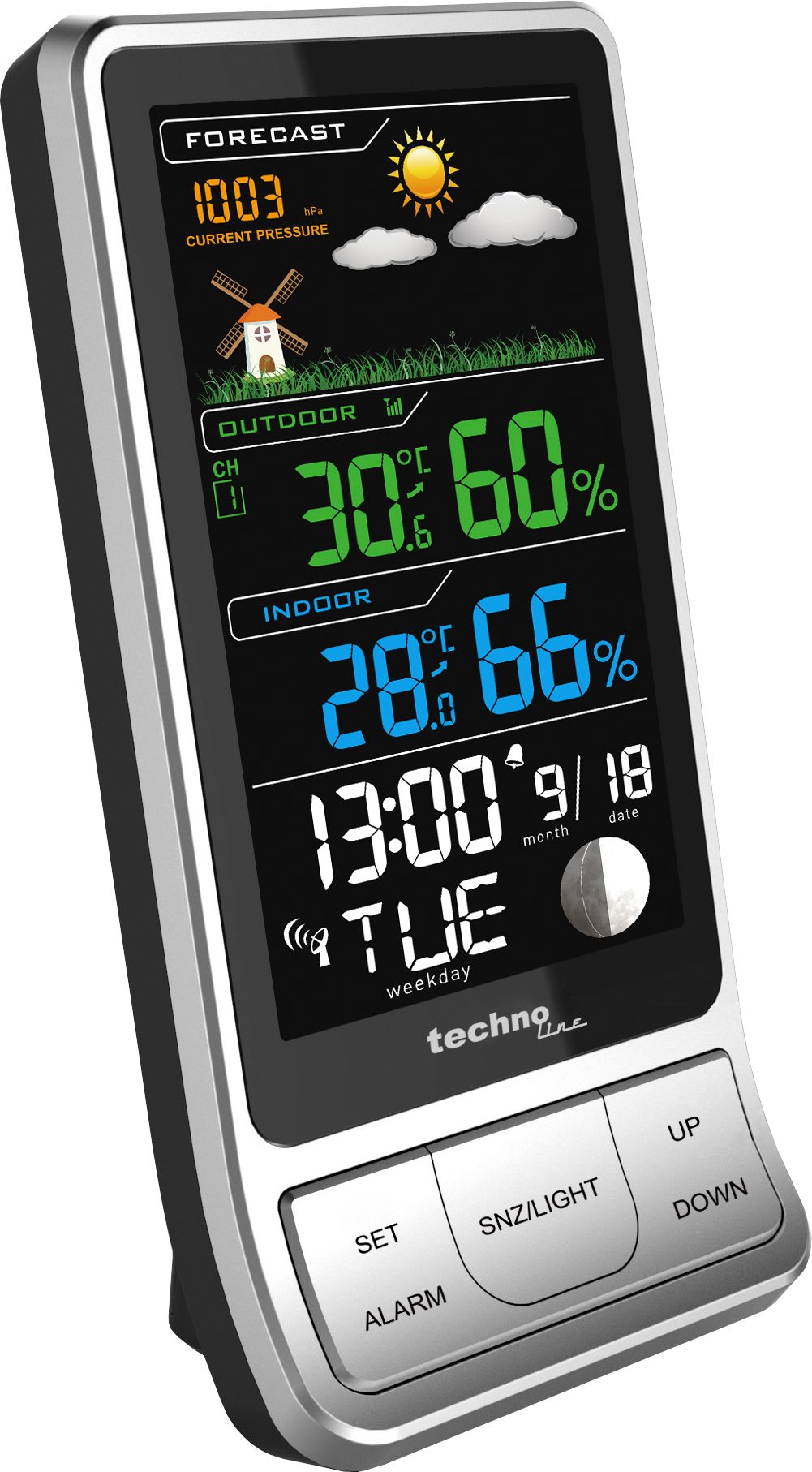 technoline WS 6441 Wetterstation (inklusive Außensender, Wettervorhersage durch farbige Wettersymbole)