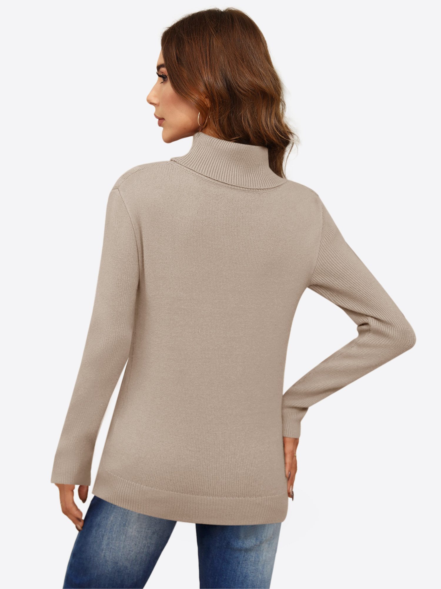 Imily Bela Sweater Damen Rollkragenpullover mit Zopfmuster und langen Ärmel günstig online kaufen