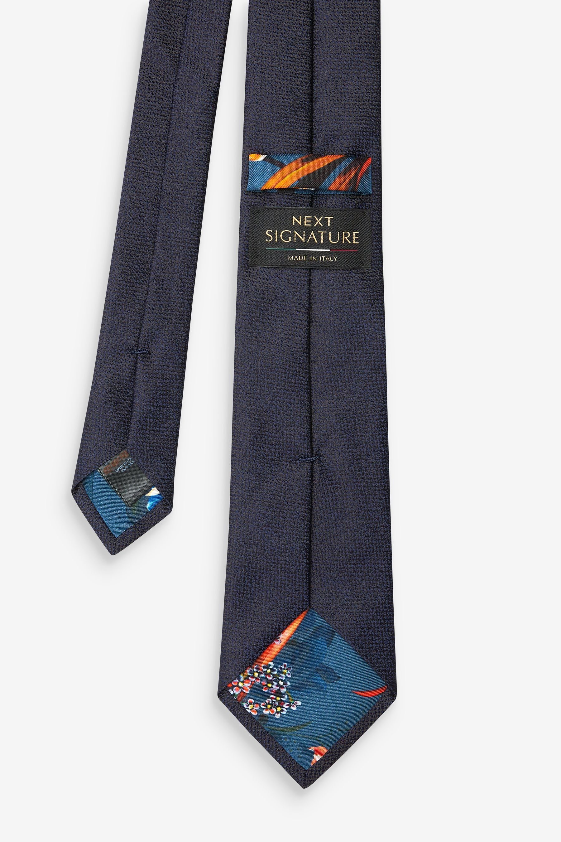 Krawatte hergestellt in Next Navy (1-St) Blue Italien Signature-Krawatte,