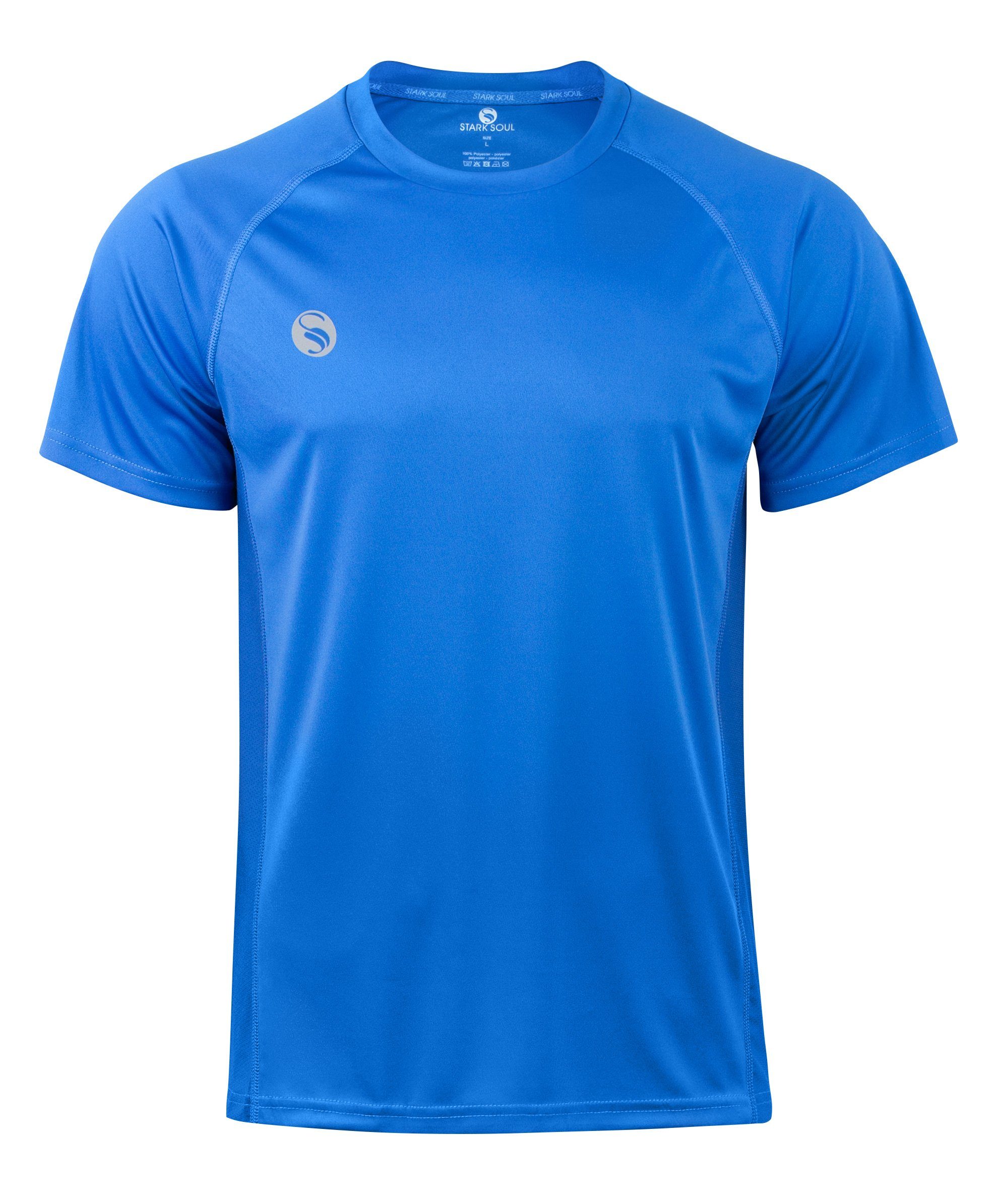 Funktionsshirt mit Blau Kurzarm T-Shirt Stark Fitness seitlichen "Reflect", Sportshirt, Funktionsshirt Mesh-Einsätzen Soul®