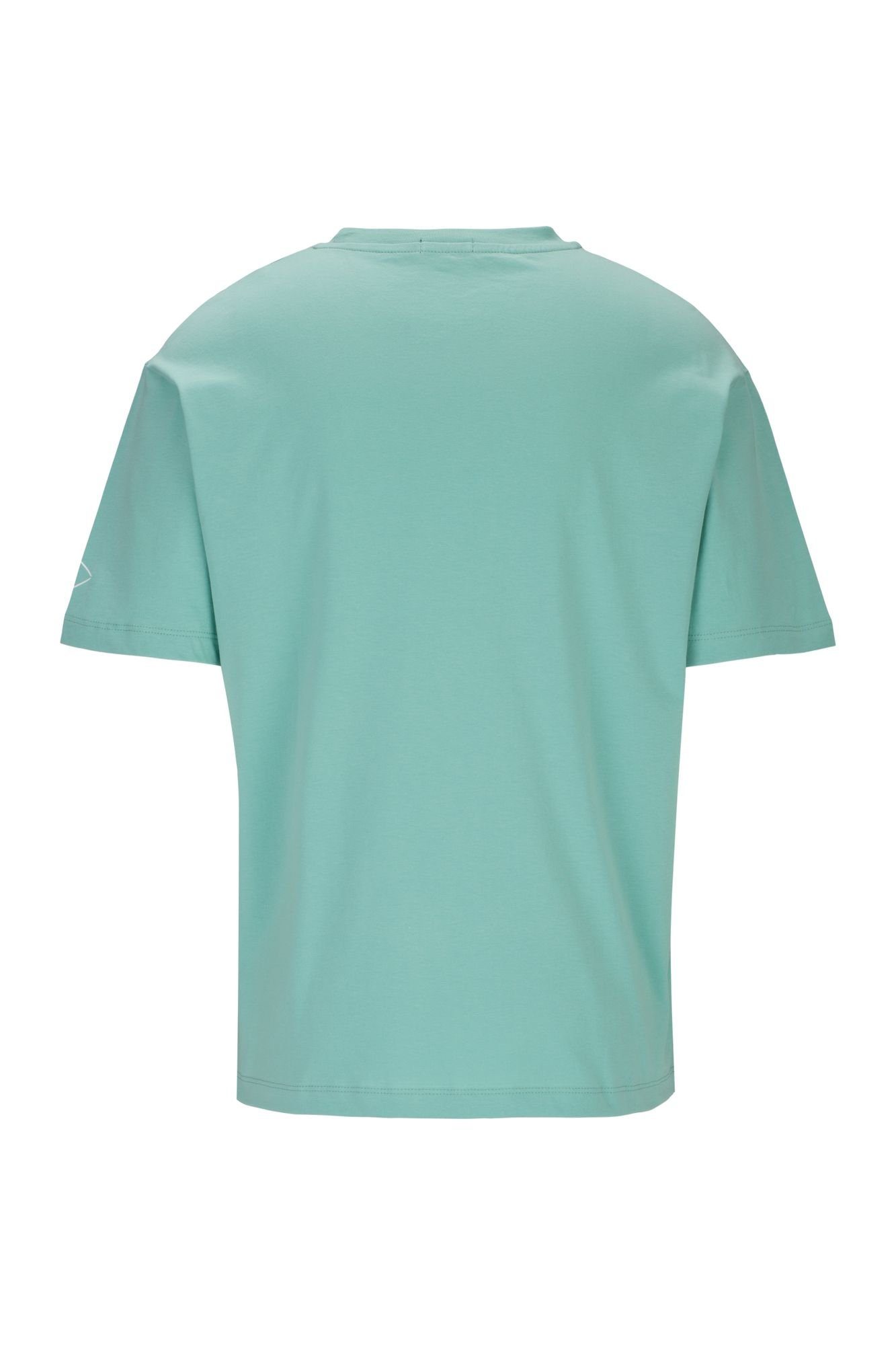 mit Rundhalsshirt T-Shirt Replay Green Logoschriftzug Jade 189