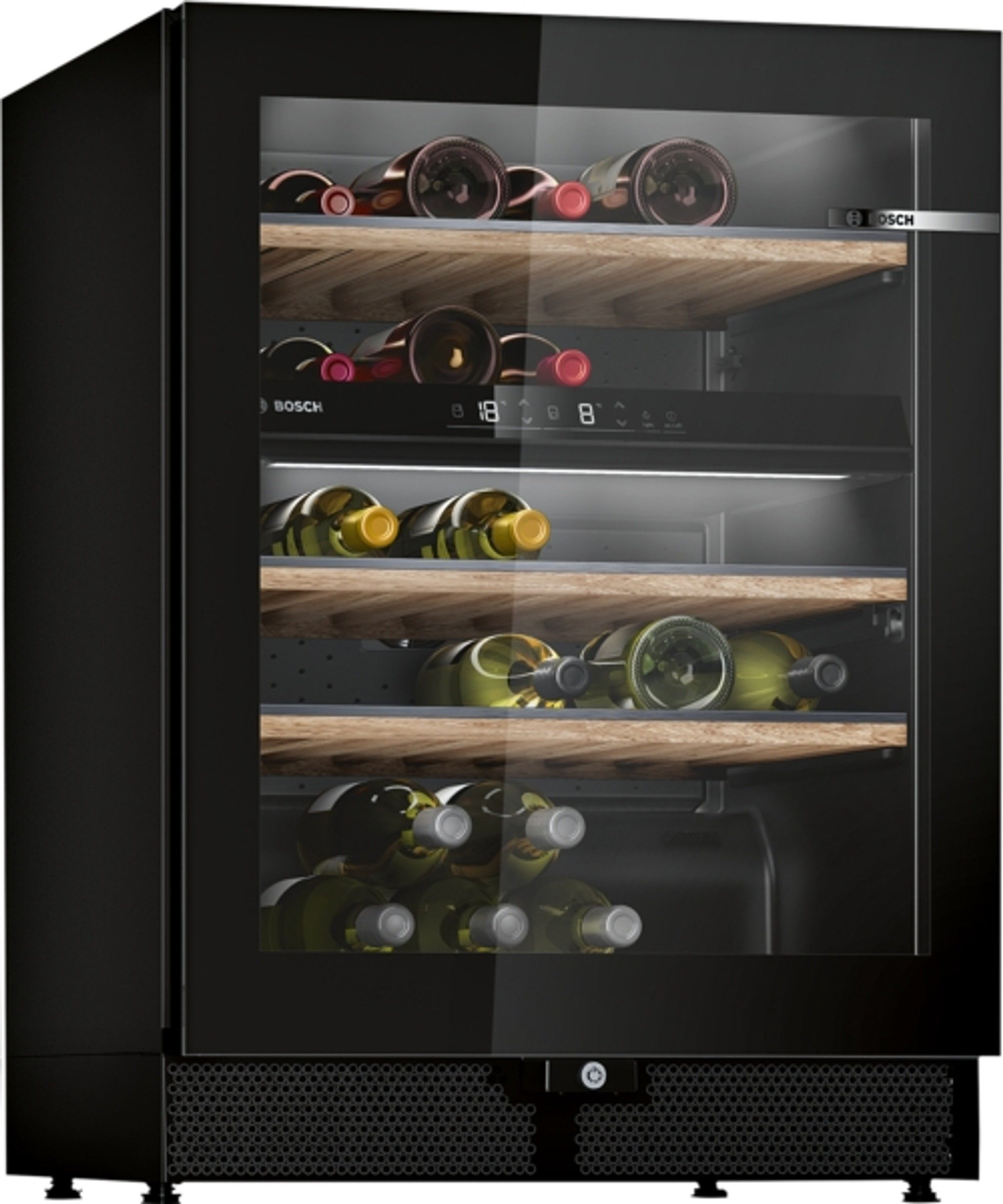 BOSCH Weinkühlschrank KWK16ABGB, für 44 Standardflaschen á 0,75l,Optischer und akustischer Türalarm, Glastür