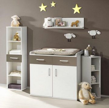 Storado Babyzimmer-Komplettset Babyzimmer Set komplett „Sienna“ weiß matt / flieder 7 tlg. Babymöbel