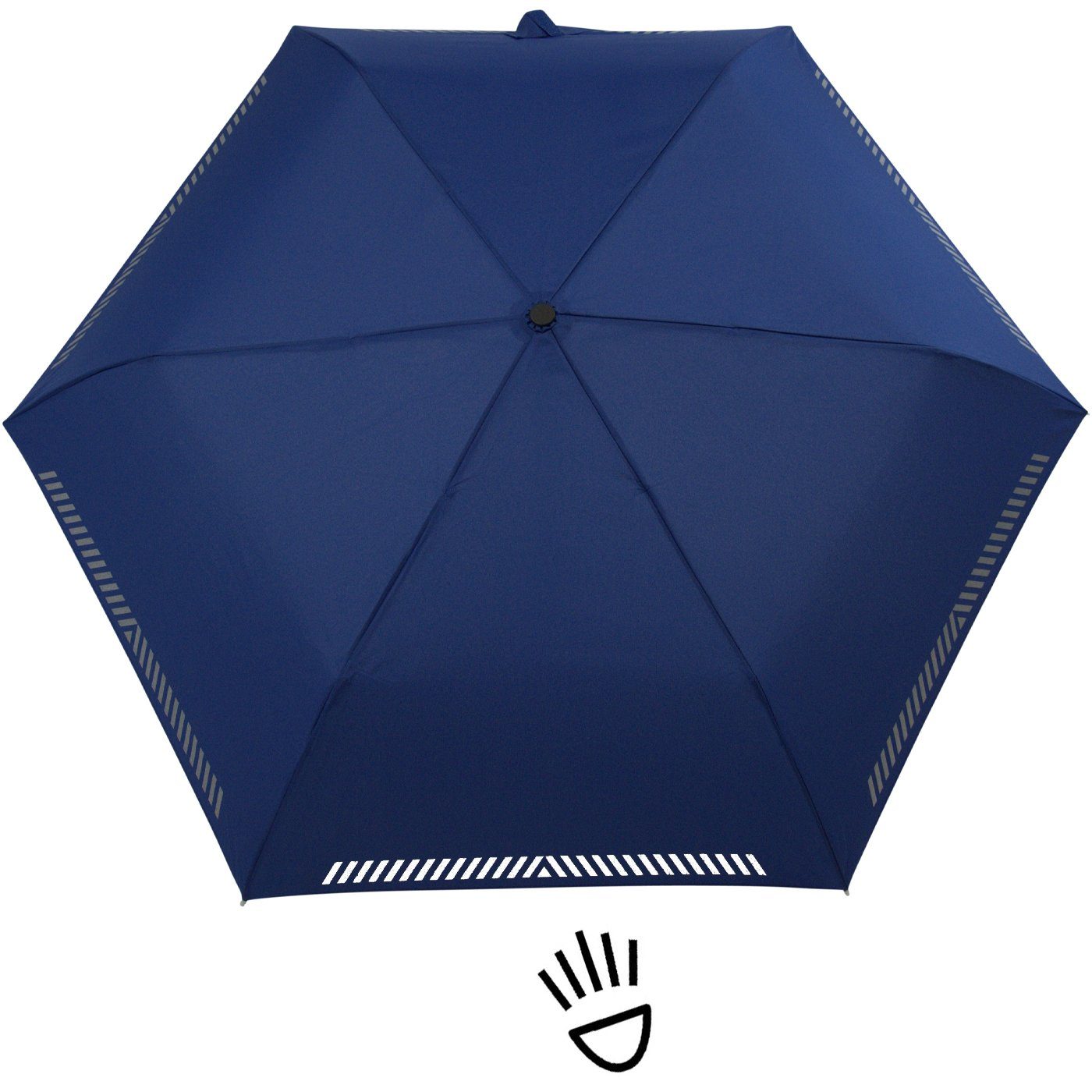 iX-brella Taschenregenschirm für Kinder Safety Reflex mit Auf-Zu-Automatik, kräftige Farben mit reflektierenden Streifen