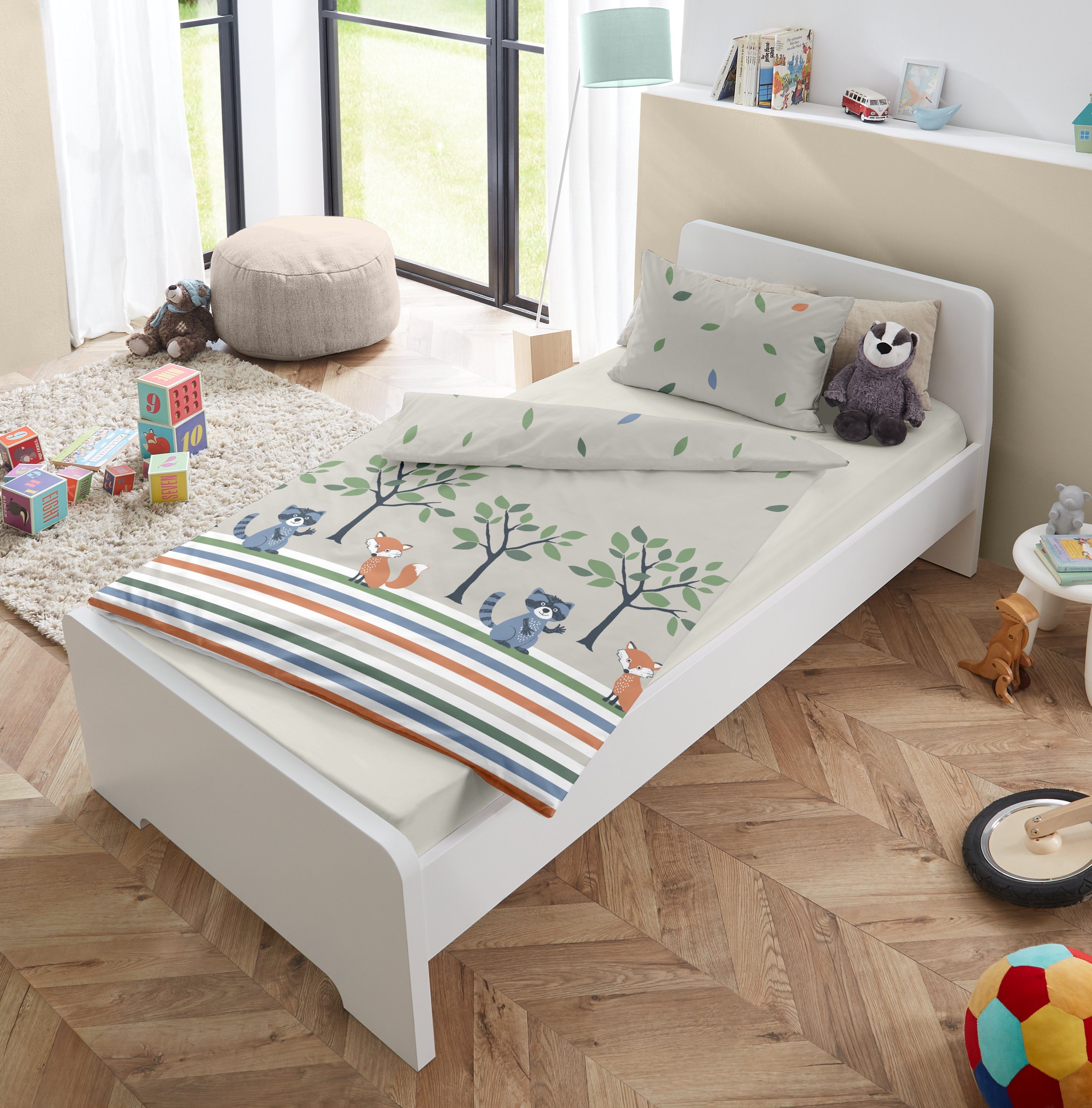 soma Babybettwäsche Renforcé Baby Wende Bettwäsche 100x135 cm Waldtiere Blä günstig online kaufen