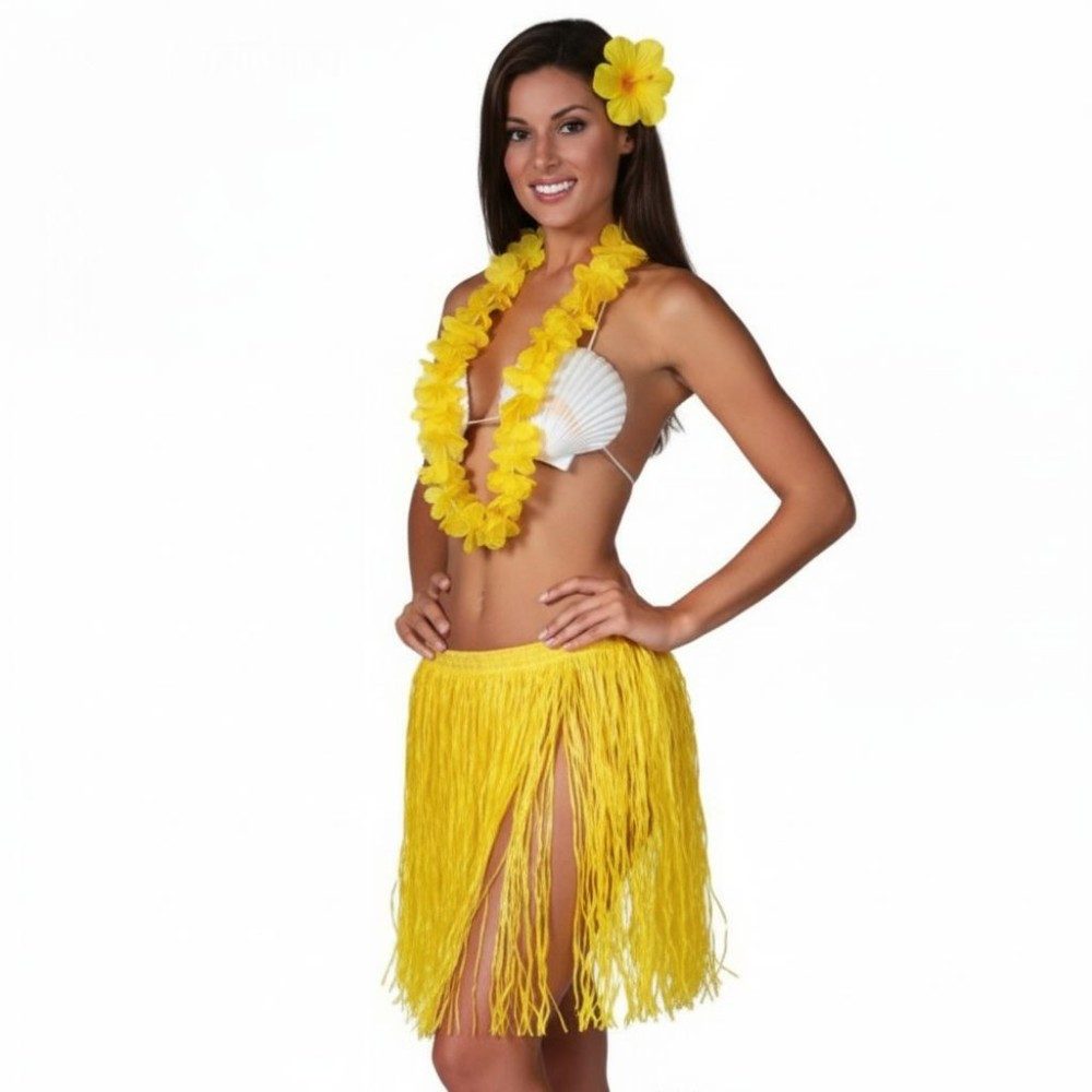 Funny Fashion Kostüm Hawaii Kostüm Set Flower 3-tlg. - Rocklänge 60 cm