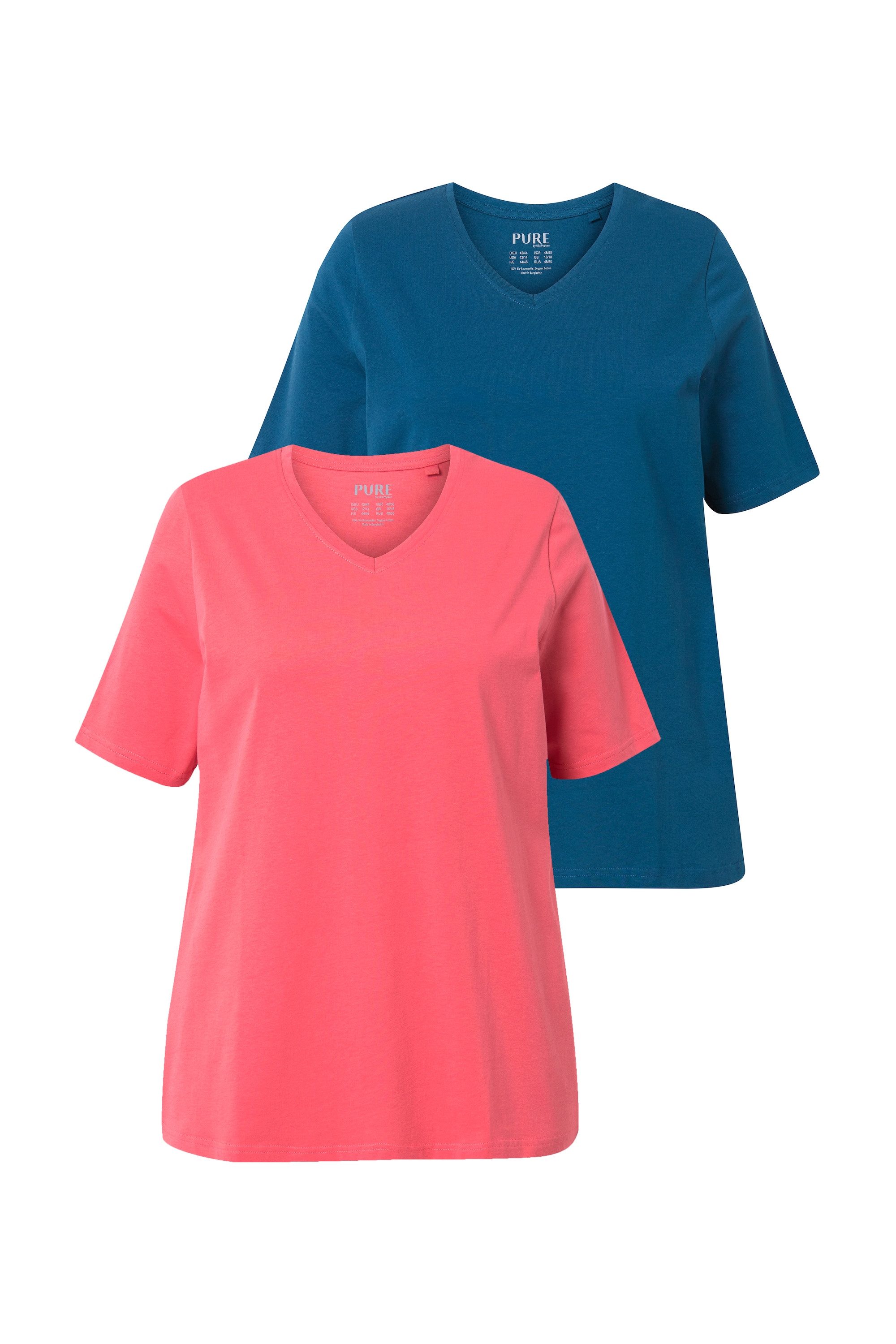 Ulla Popken T-Shirt T-Shirts 2er-Pack V-Ausschnitt günstig online kaufen