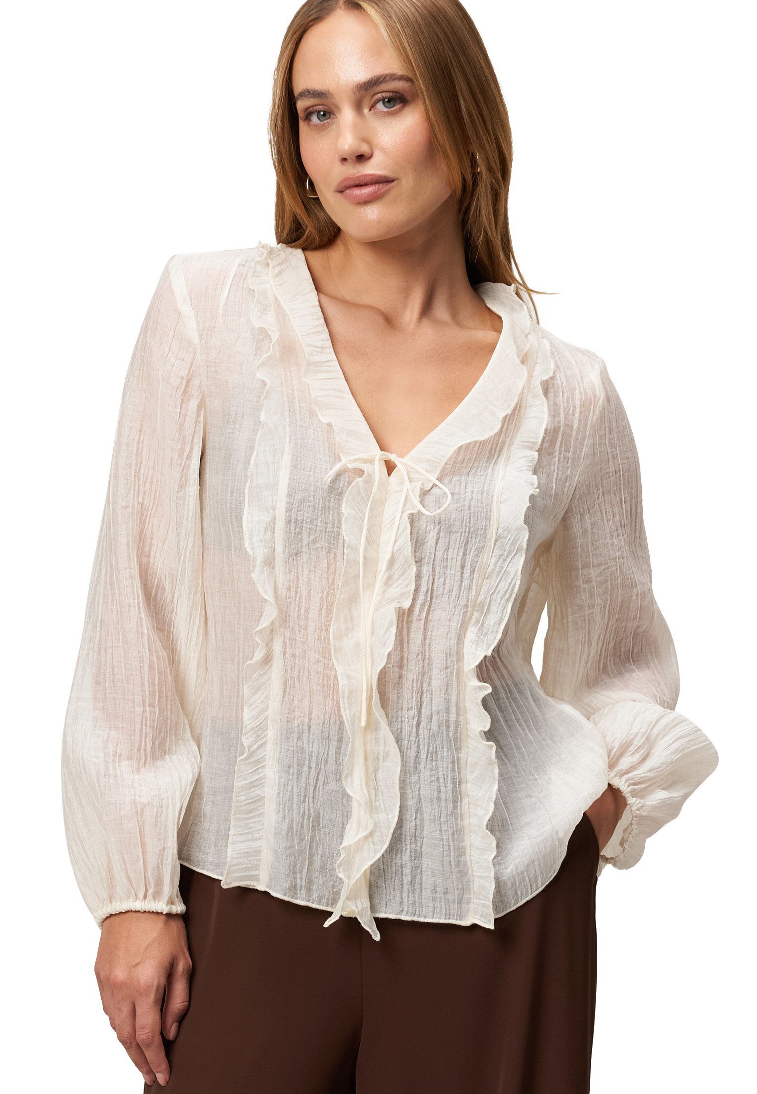 Zero Klassische Bluse zero Bluse mit Rüschen