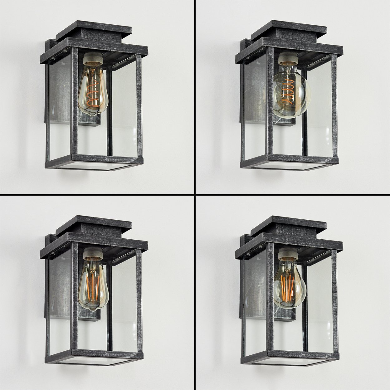 Lichteffekt, Außenleuchte Schwarz/Silber/Klar, in Wandlampe moderne aus »Poggio« E27, m. Leuchtmittel, hofstein ohne Metall/Glas Außen-Wandleuchte abwärts IP44 Wandleuchte,