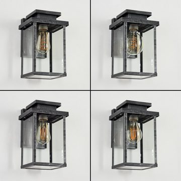 hofstein Außen-Wandleuchte »Poggio« moderne Wandlampe aus Metall/Glas in Schwarz/Silber/Klar, ohne Leuchtmittel, Wandleuchte, E27, Außenleuchte abwärts m. Lichteffekt, IP44