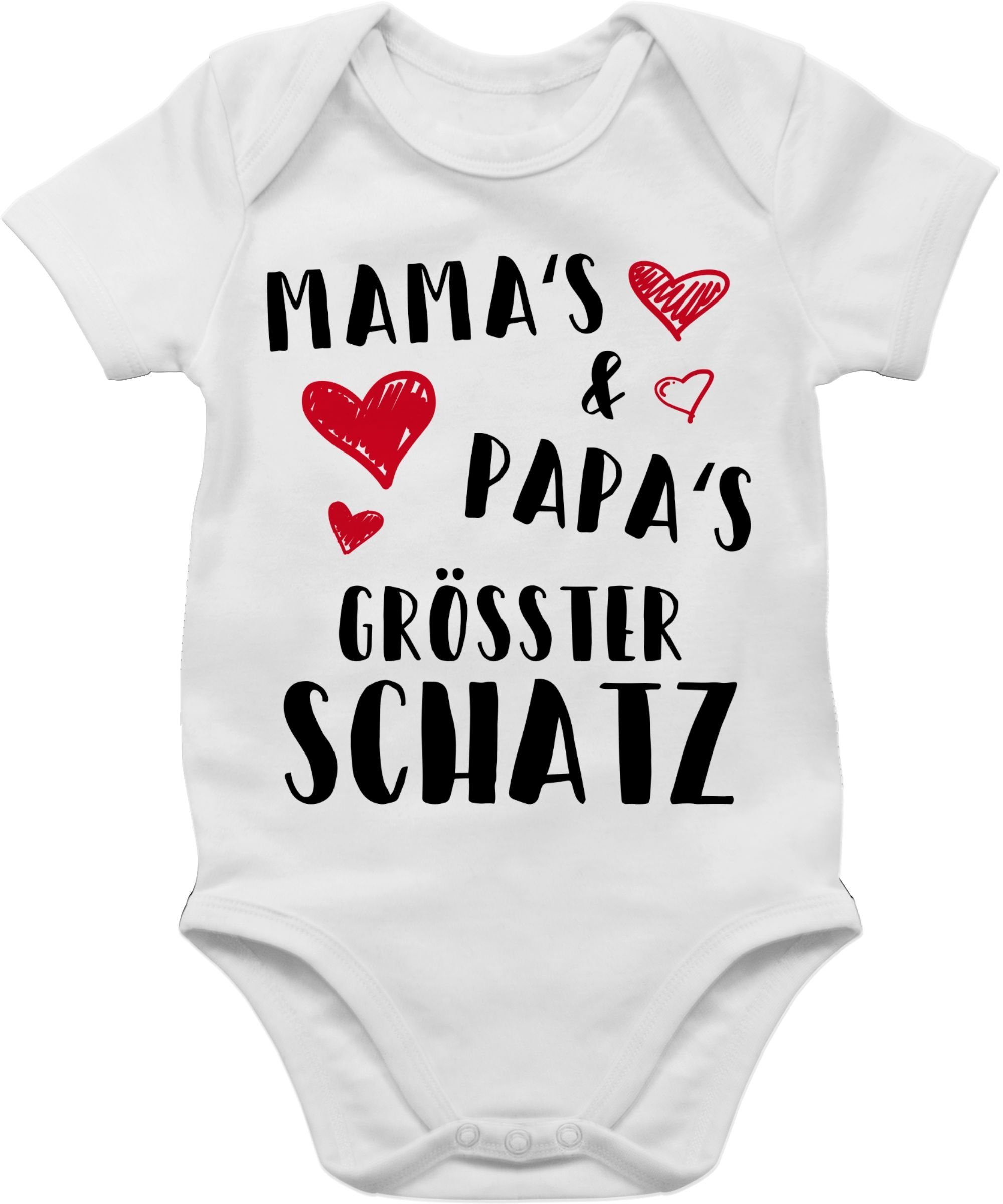 Shirtracer Shirtbody Mamas und Papas größter Schatz Sprüche Baby 1 Weiß