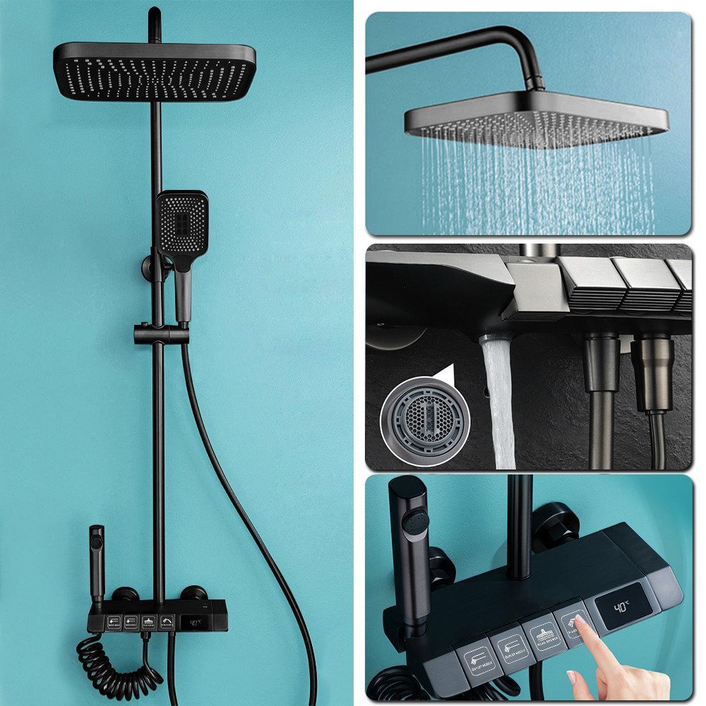XERSEK Duschsystem 30cm Regendusche Duscharmatur Duschbrause 86-120cm Dusch günstig online kaufen