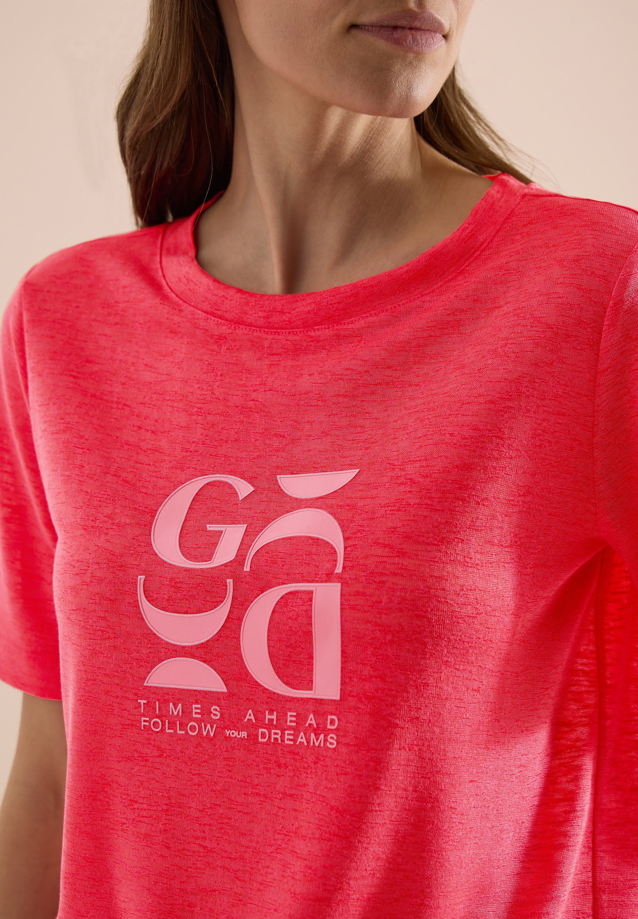 CECIL Kurzarmshirt Sommershirt in Leinen-Optik mit Print