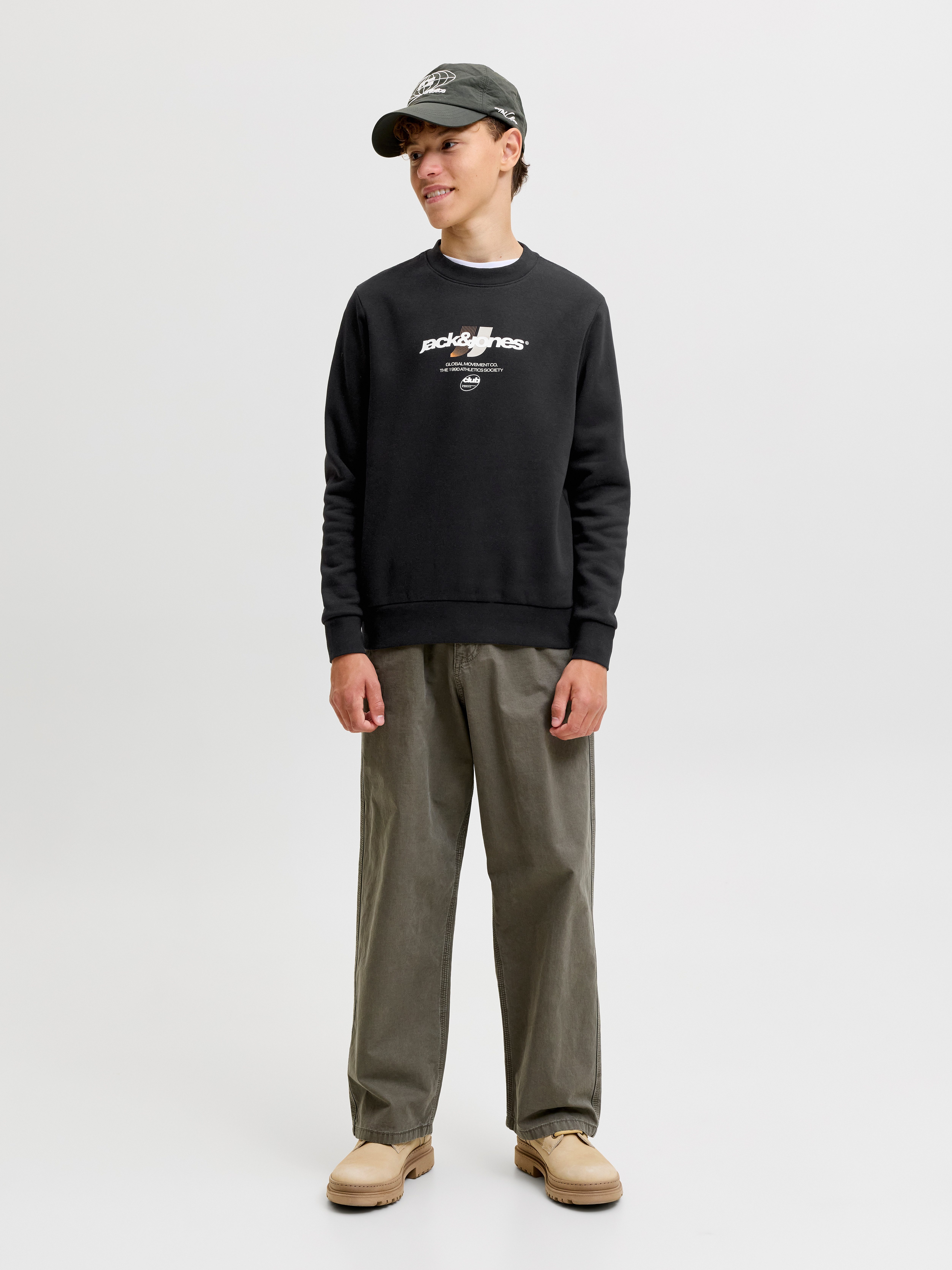 Jack & Jones Junior Sweatshirt JCOCLUB BRANDING SWEAT CREW NECK JNR Baumwollmischung, relaxed fit – Bild 4 von 5