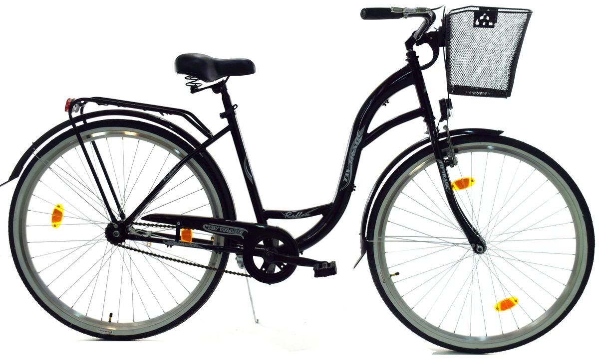 T&Y Trade Cityrad 28 Zoll Kinder Mädchen City Fahrrad Bike Rad STVO Reflex Schwarz 1 Gan, 1 Gang, Rücktritt, Gepäckträger, Licht, Seitenständer, Korb