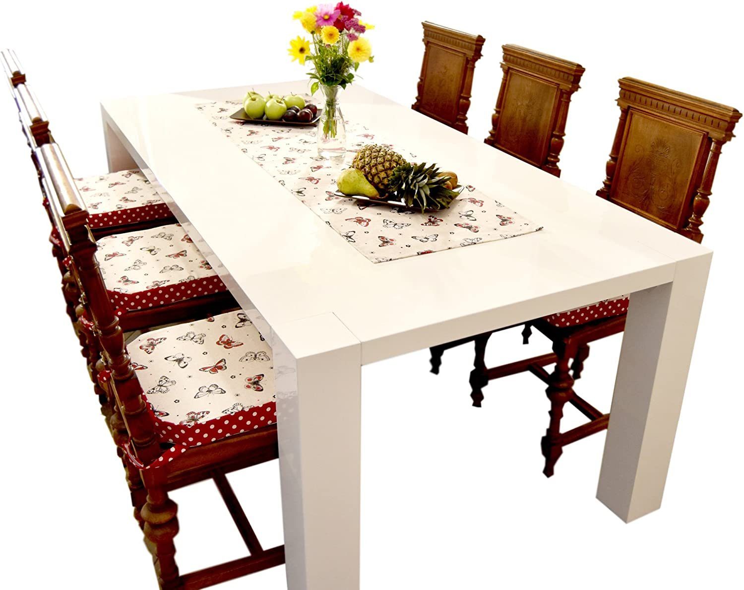 x (1-tlg, mit Schmetterling Tischläufer cm), beige Lashuma 30 120 Tischläufer Tischdecke Motiv rot