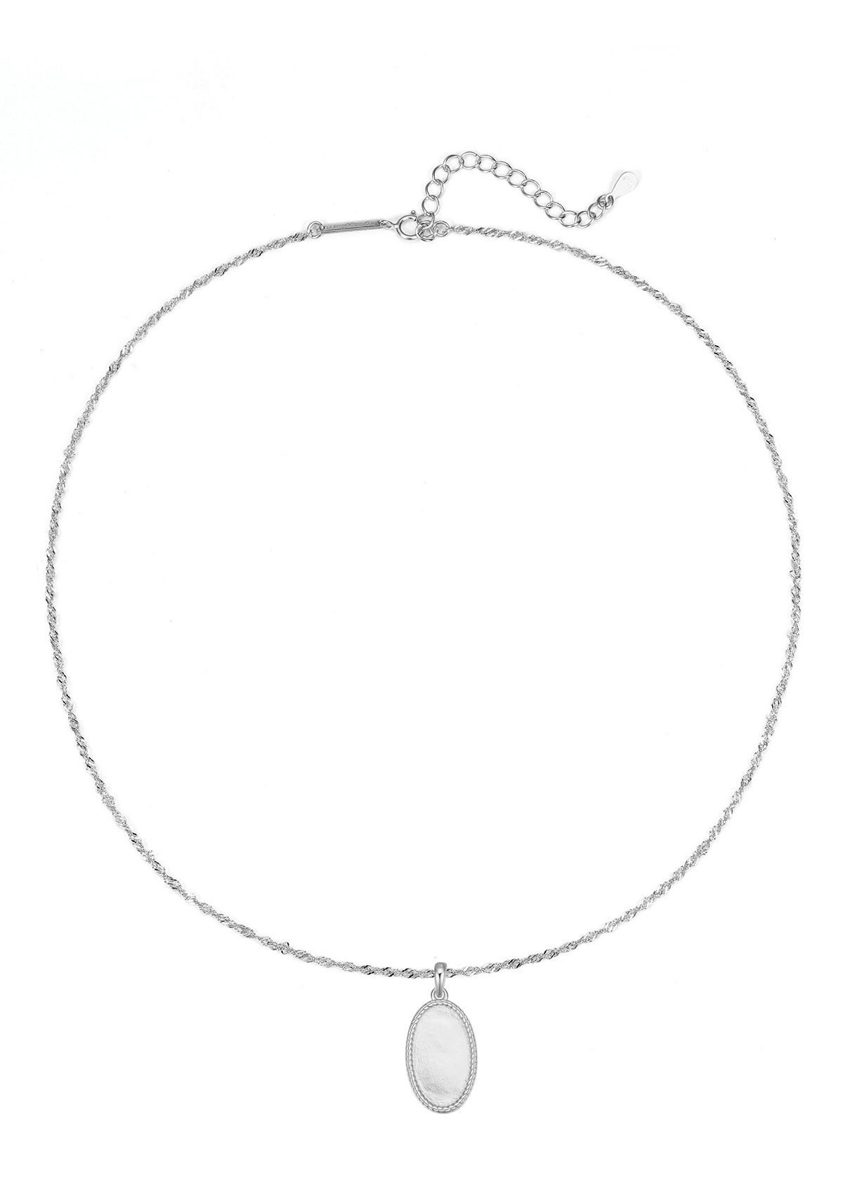 Kette mit Anhänger Oval Medallion, Gedrehte Gliederkette Platte