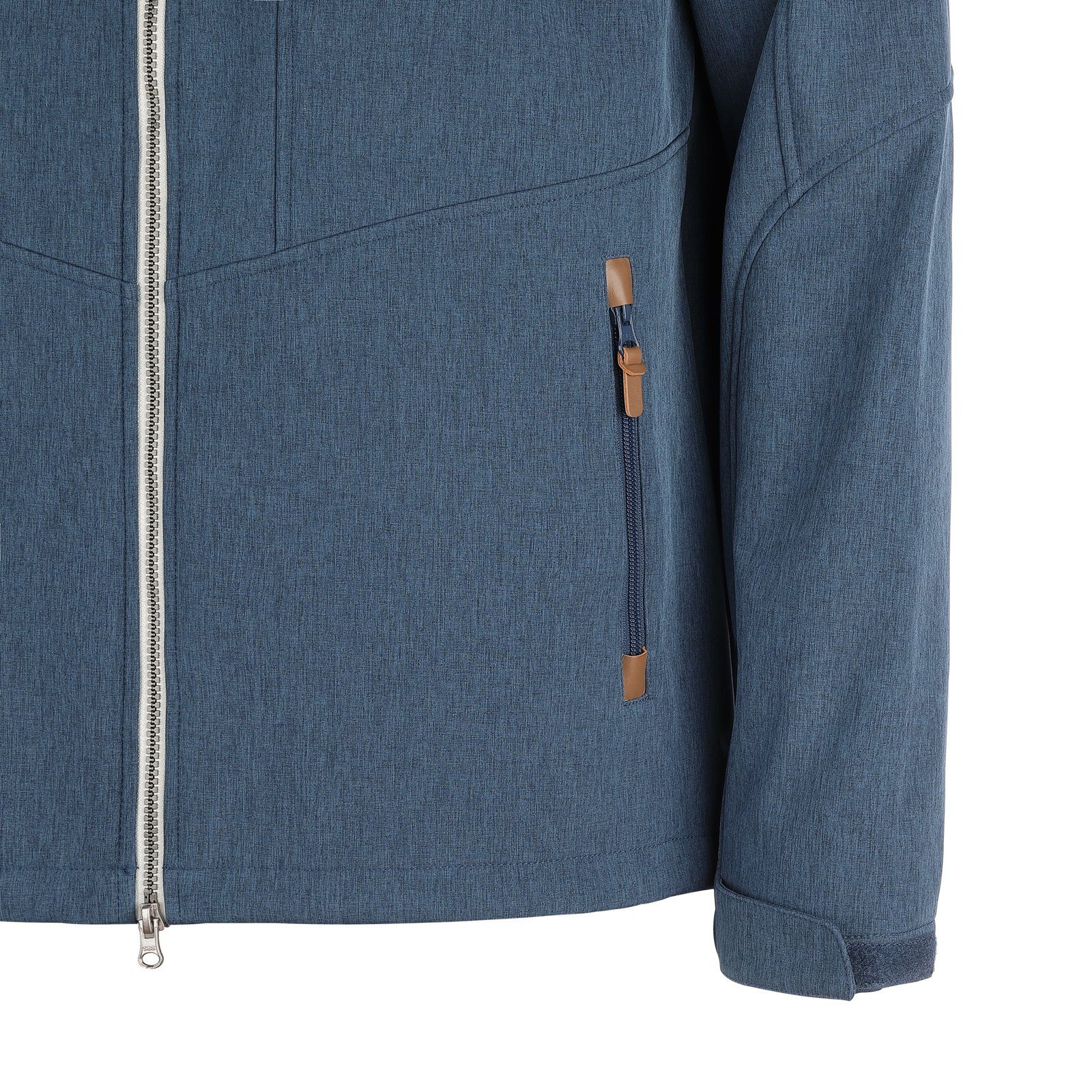 Softshelljacke Meliert Jacke Dry Fleece-Innenfutter melange navy mit Kapuze Herren und Fashion Eckernförde