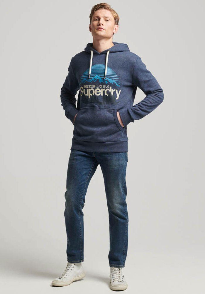 Kapuzensweatshirt OUTDOORS HOOD Navy Superdry Marl Vintage GREAT GRAPHIC CL