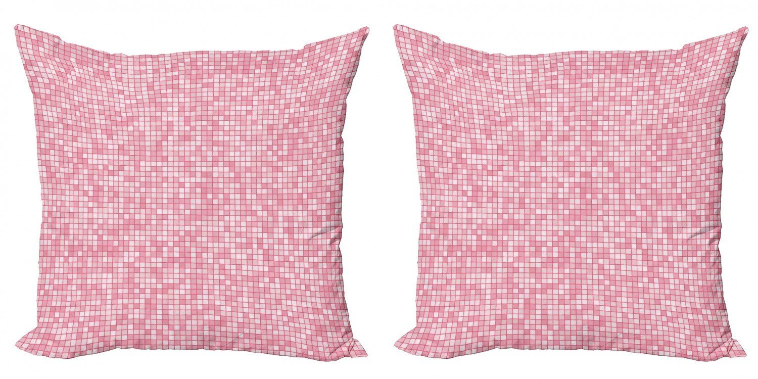 Kissenbezüge Modern Accent Doppelseitiger Digitaldruck, Abakuhaus (2 Stück), Pink und Weiß Gingham Gitter