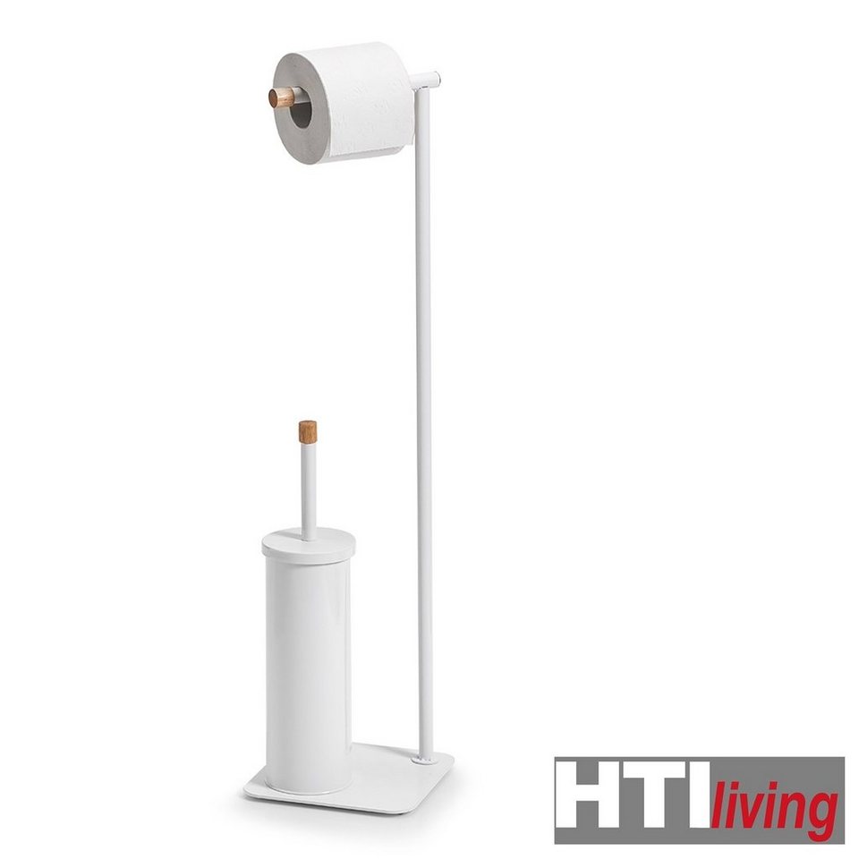 HTI-Living Toilettenpapierhalter WC-Garnitur Weiß (1-St), Sicherer und  stabiler Stand dank beschwertem Fuss