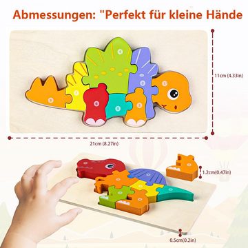 Juoungle Lernspielzeug 6 Stück Holzpuzzle Kinder, Holzpuzzles, Steckpuzzle, Holzspielzeug