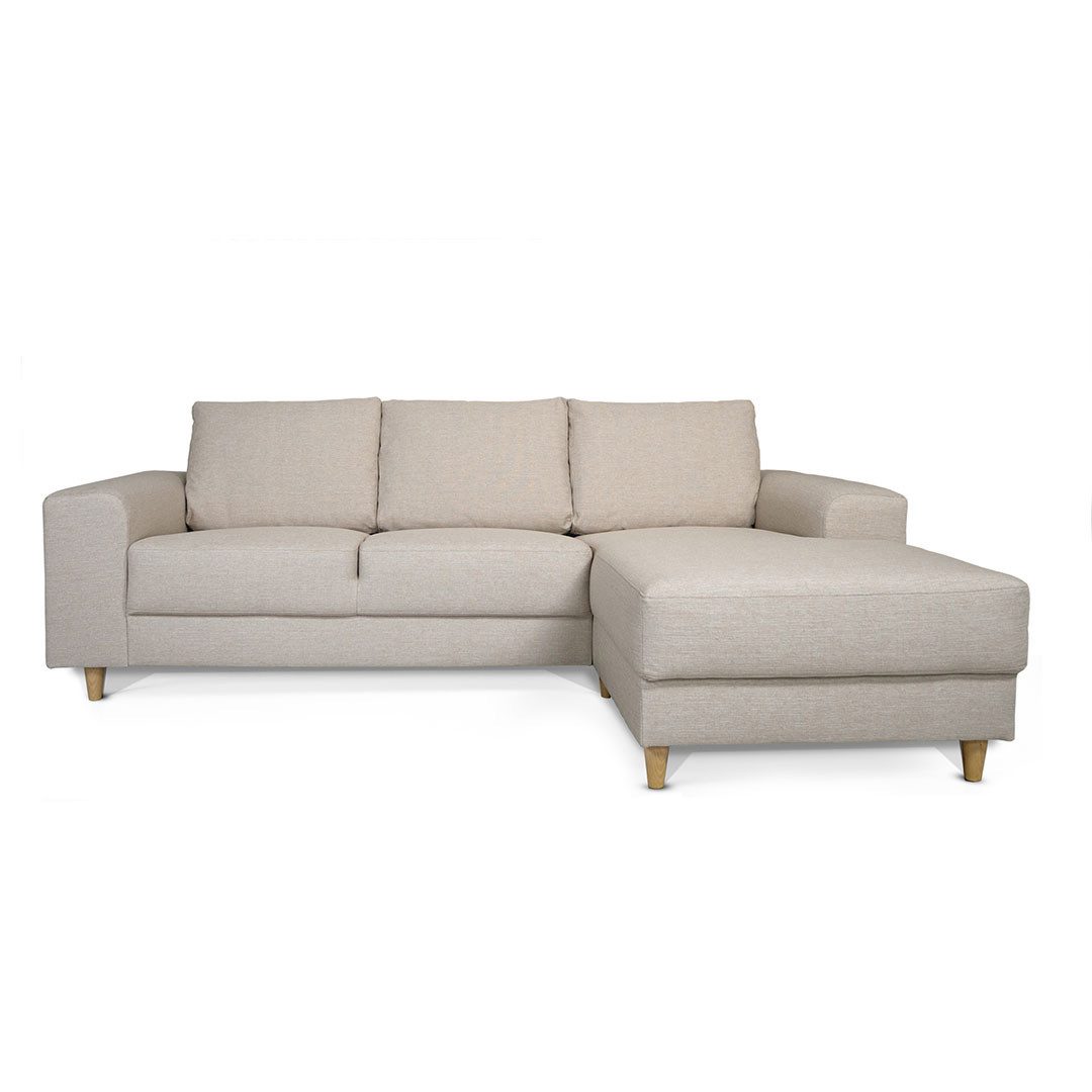 ebuy24 Sofa Nordic Sofa mit Chaiselong rechts gewendet hell be