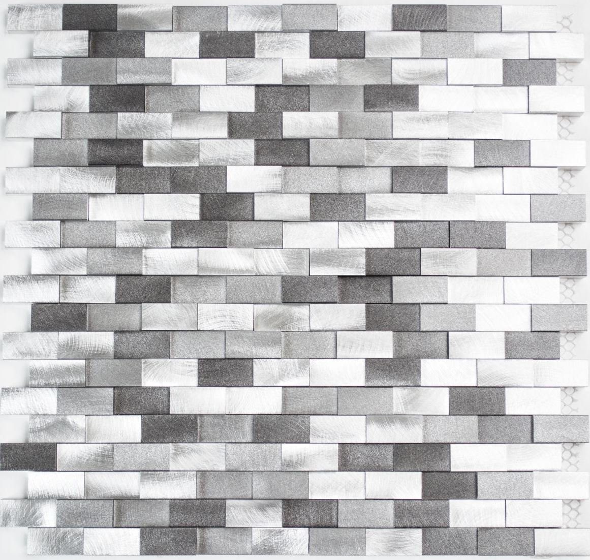 Mosani Mosaikfliesen Aluminium Mosaik Mosaikfliesen mix silber schwarz matt / 10 Matten