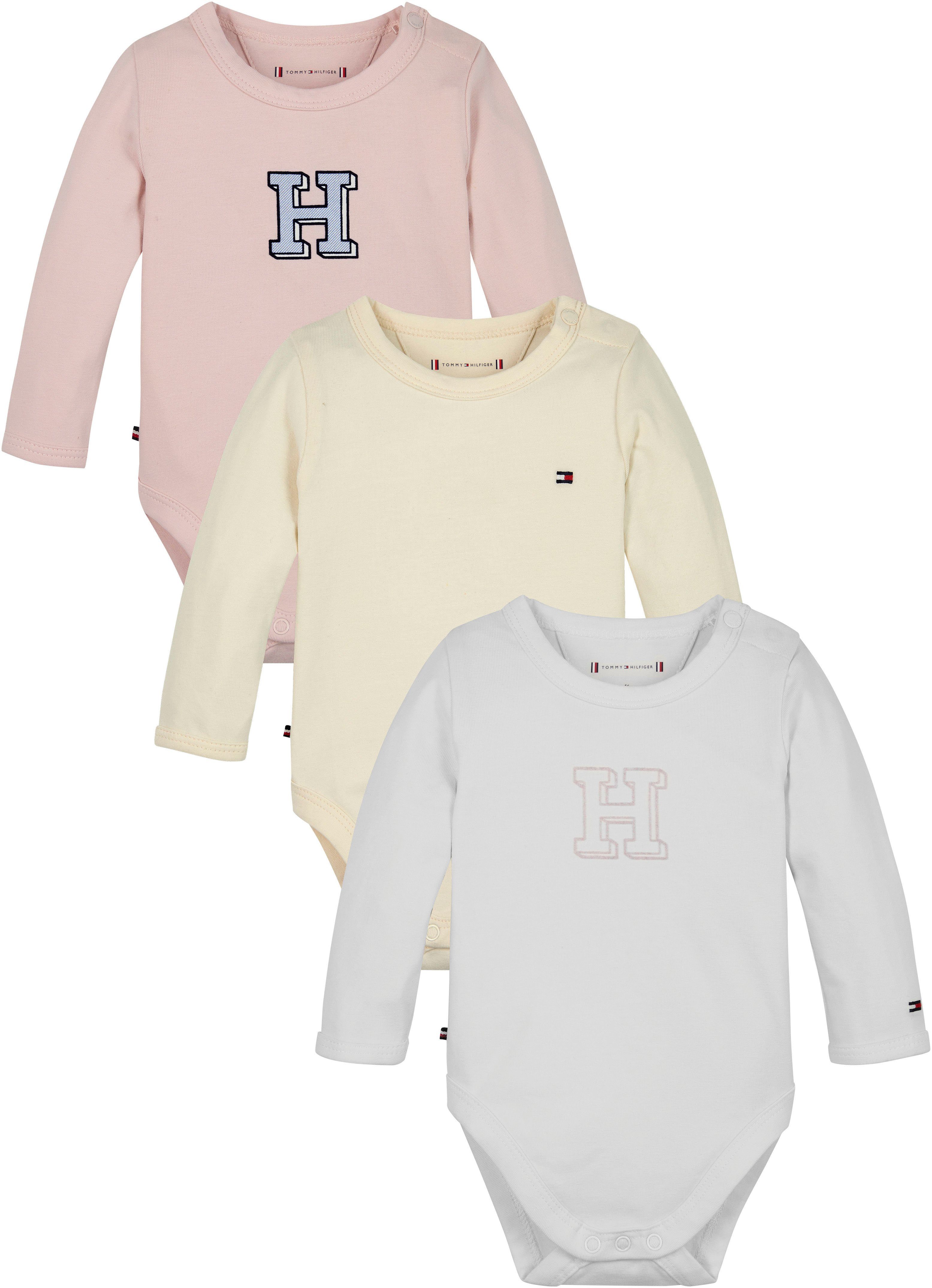 3er) Tommy 3 Logo-Stickerei Neugeborenen-Geschenkset Pink PACK Whimsy BABY Hilfiger (Set, mit GIFTBOX