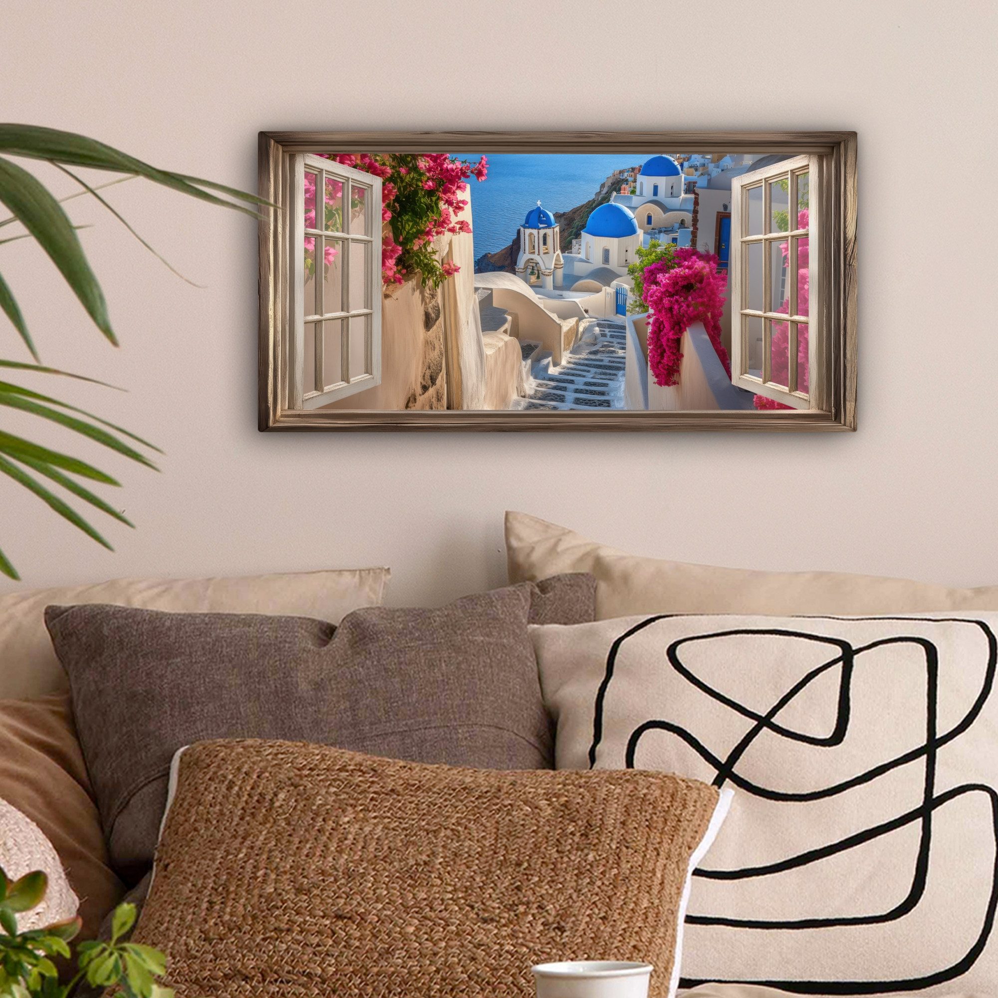 OneMillionCanvasses® Leinwandbild Panorama Fensterblick - Fenster günstig online kaufen