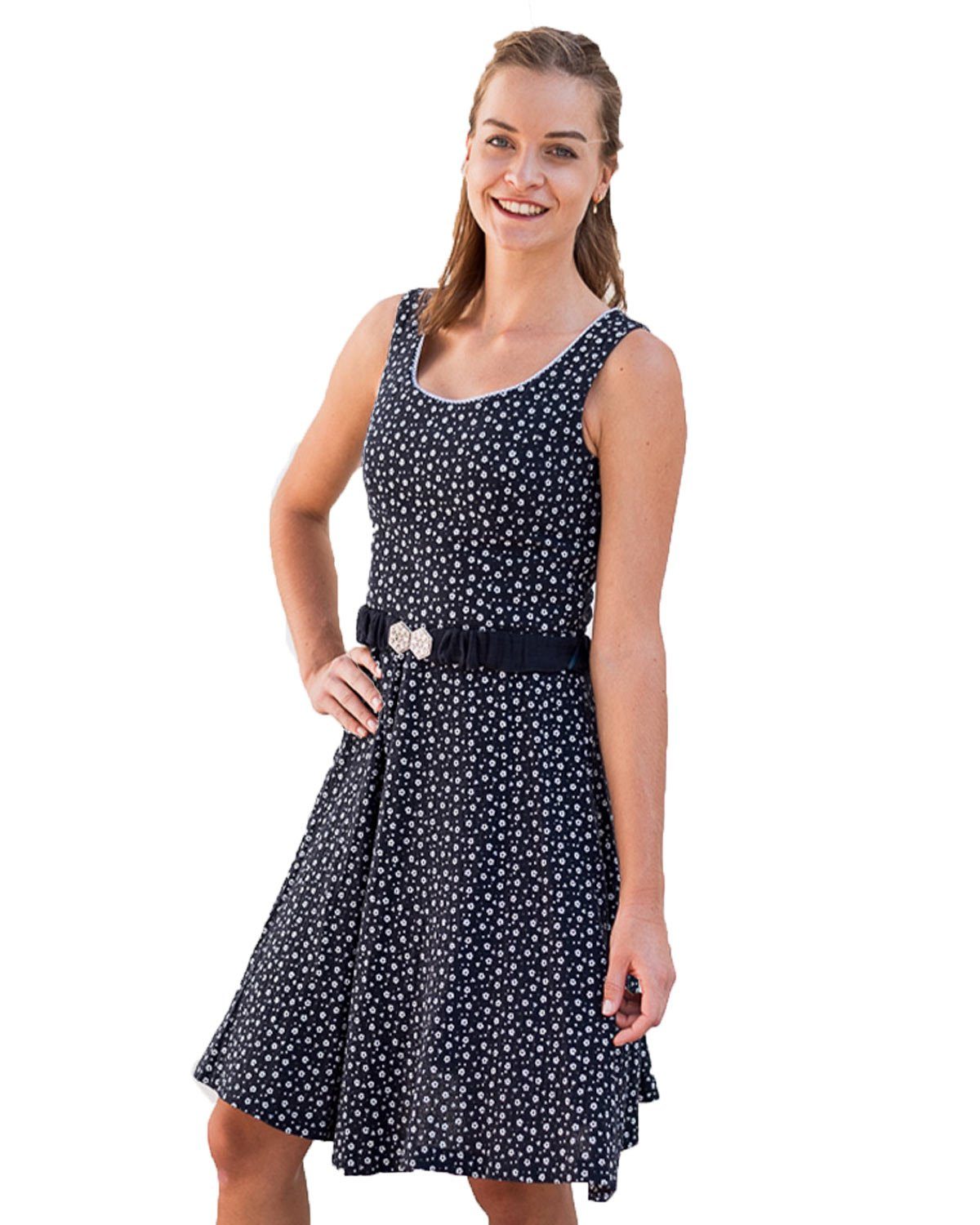 Turi Landhaus Dirndl Trachtenkleid 'Kati' mit Blümchenmuster, Marine B